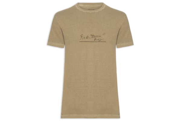 Camiseta Masculina Stone Rj Letter Manga Curta - Bege