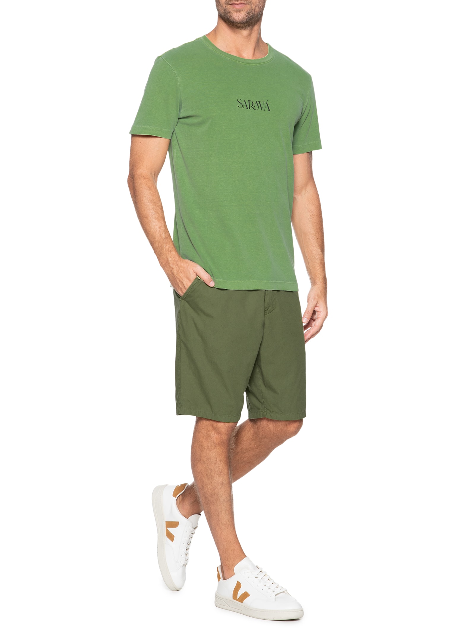 Camiseta Masculina Stone Sarava Manga Curta Verde Osklen