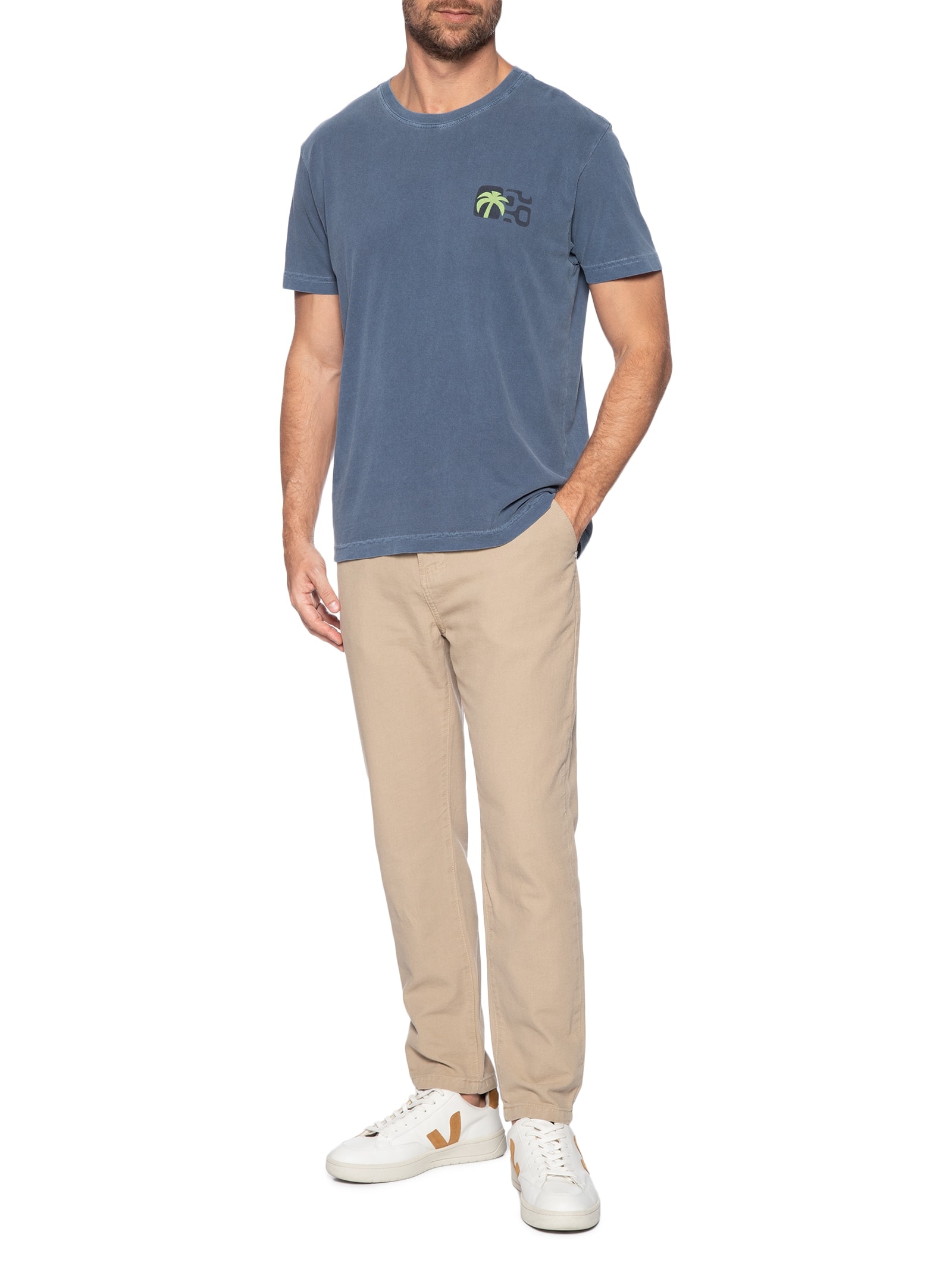 Camiseta Masculina Stone Seaside View Azul Osklen