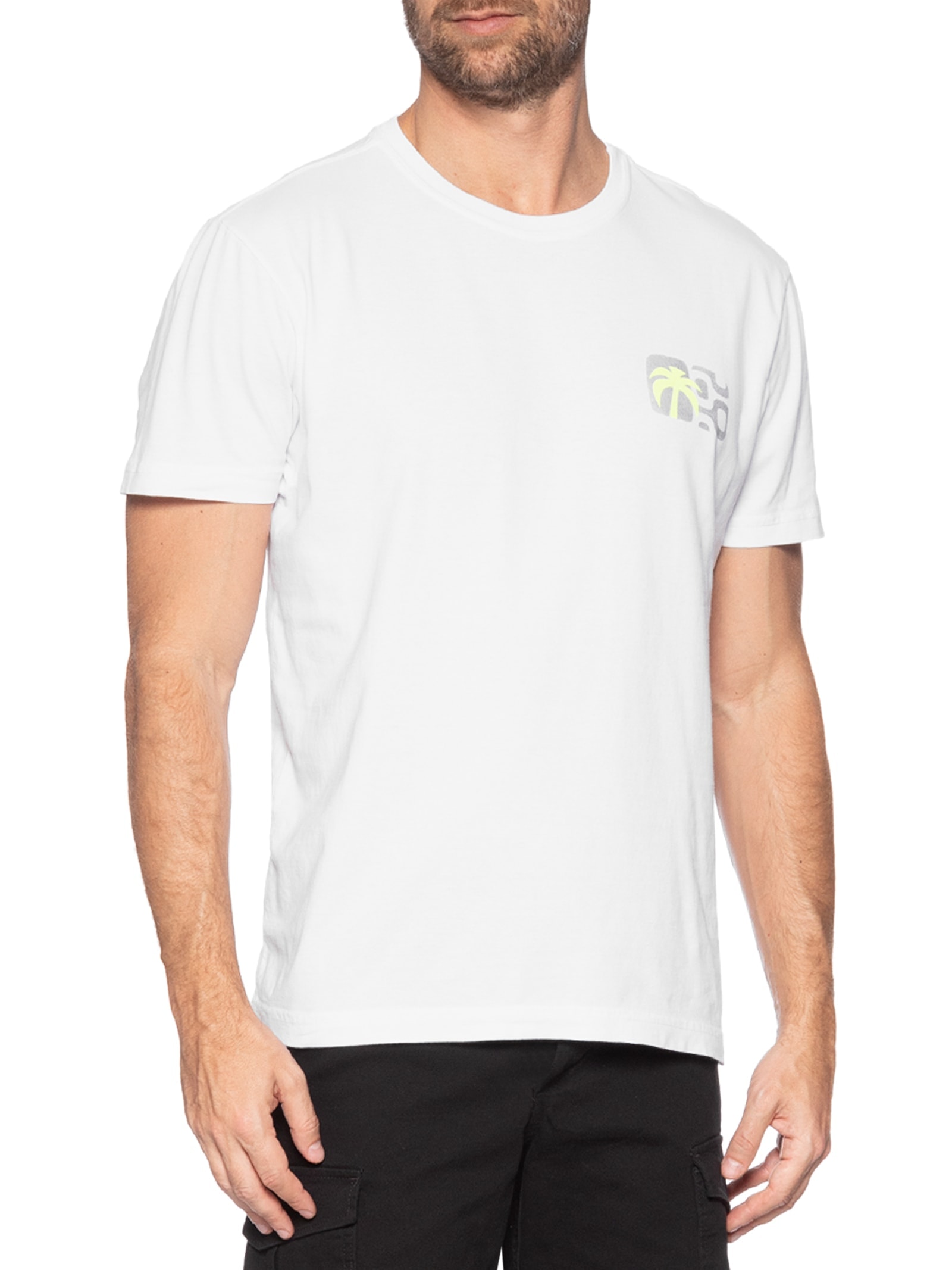 ?Camiseta Masculina Stone Seaside View Manga Curta Branco Osklen