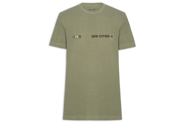 Camiseta Masculina Stone See Cities As Ecosystems - Bege