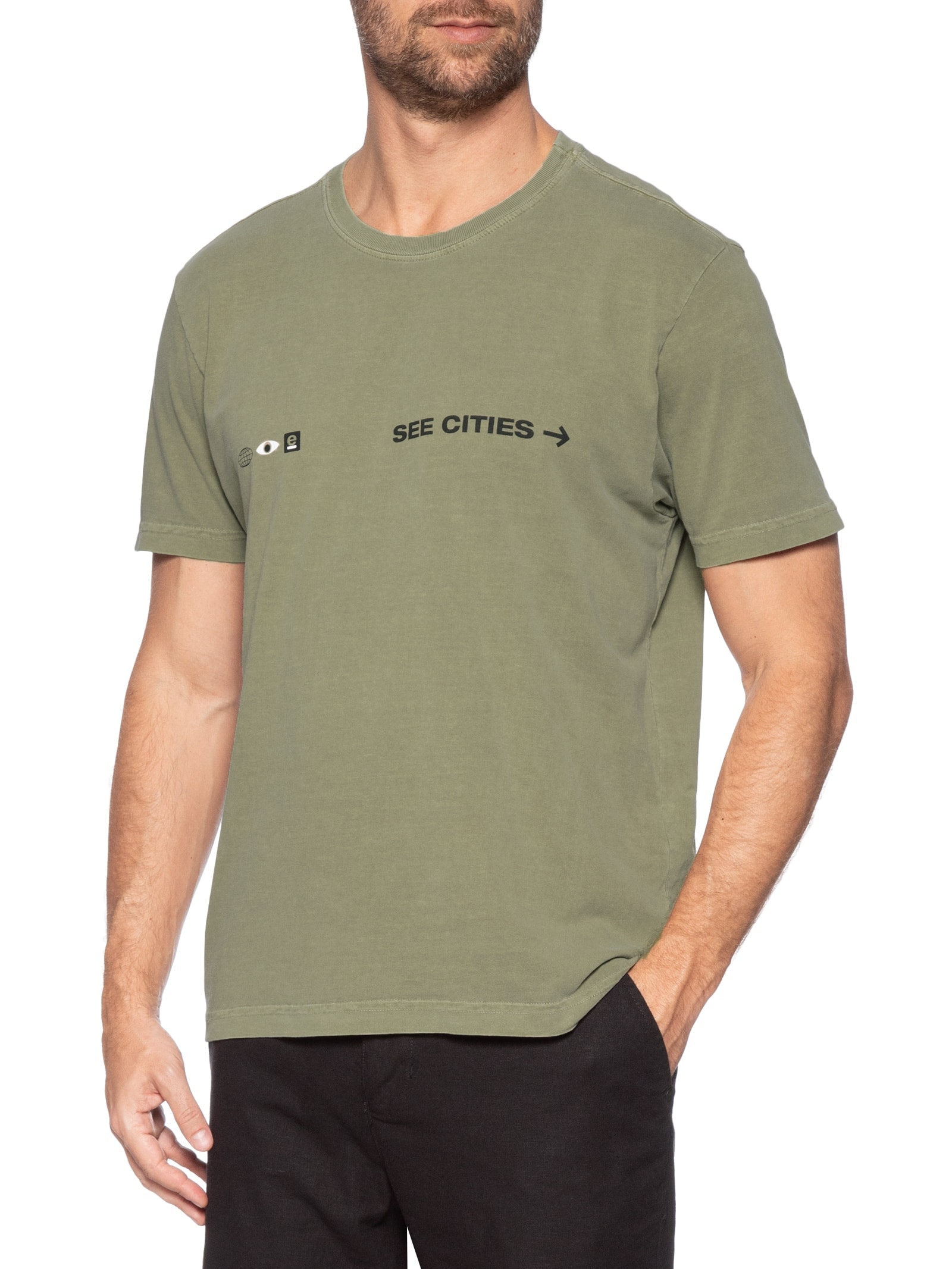 Camiseta Masculina Stone See Cities As Ecosystems Bege Osklen