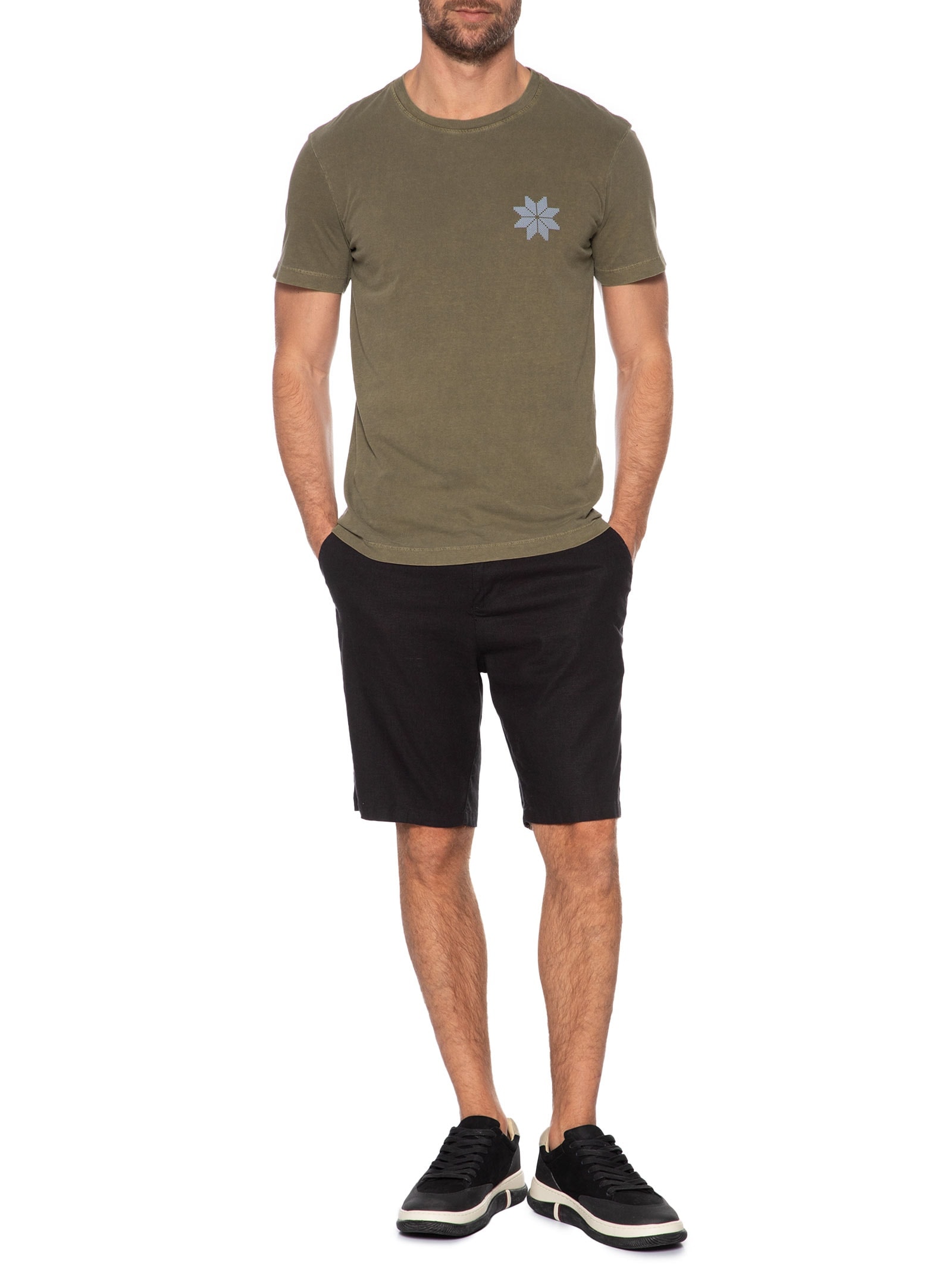 Camiseta Masculina Stone Snow Tricot Verde Osklen