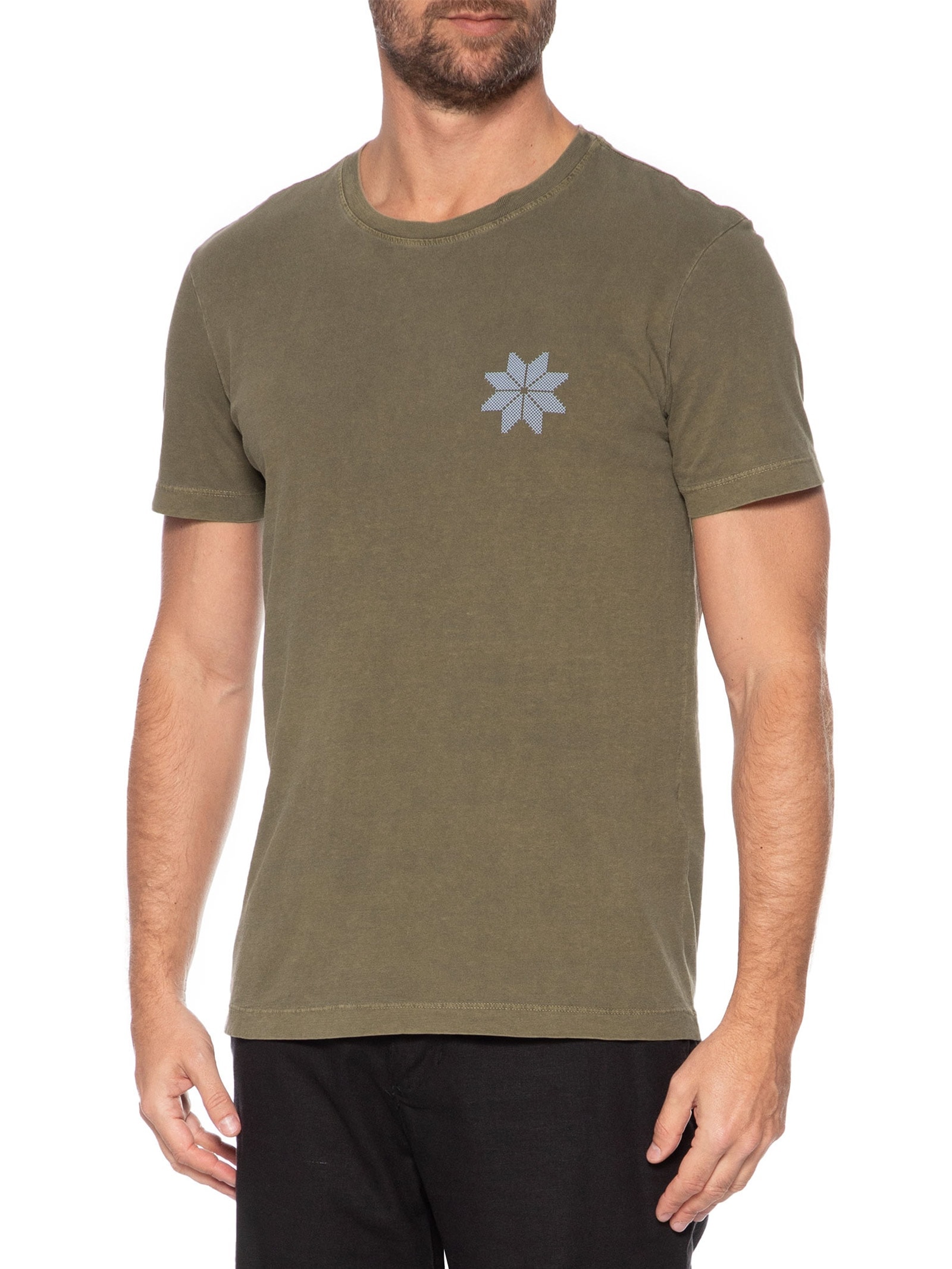 Camiseta Masculina Stone Snow Tricot Verde Osklen