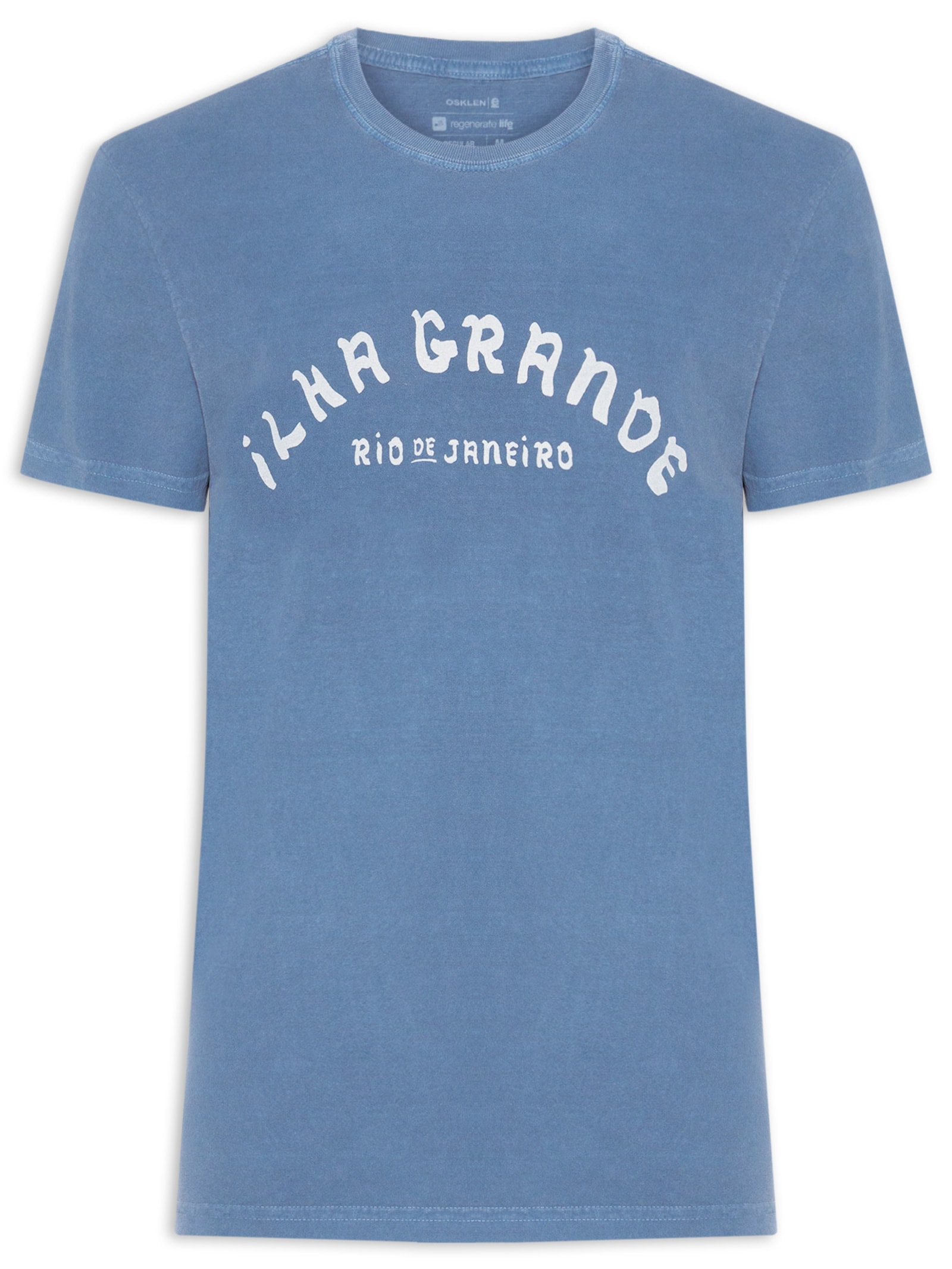 Camiseta Masculina Stone Souvenir Caiçara Ig Manga Curta Azul Osklen