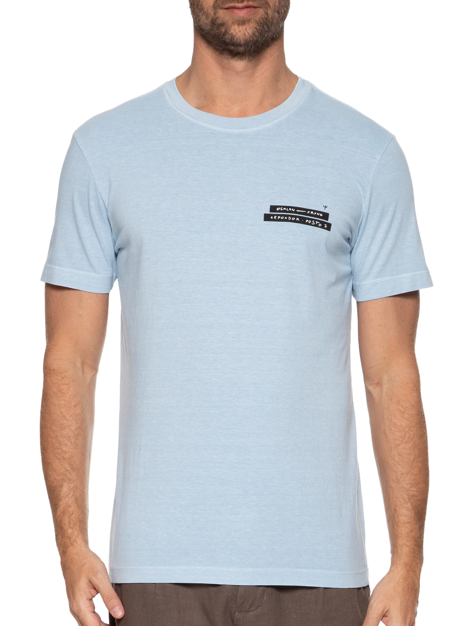 Camiseta Masculina Stone Srfng Manga Curta Azul Osklen