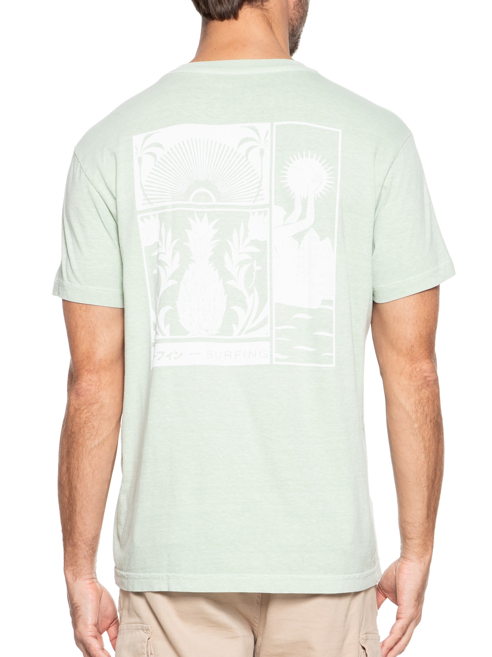 Camiseta Masculina Stone Stamp Manga Curta Verde Osklen