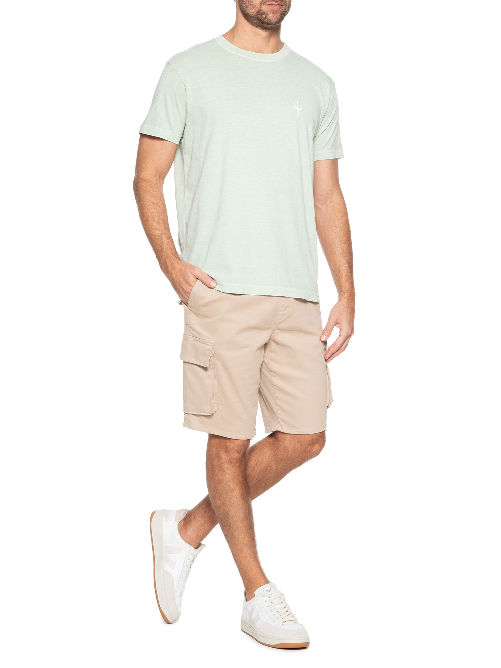 Camiseta Masculina Stone Stamp Manga Curta Verde Osklen