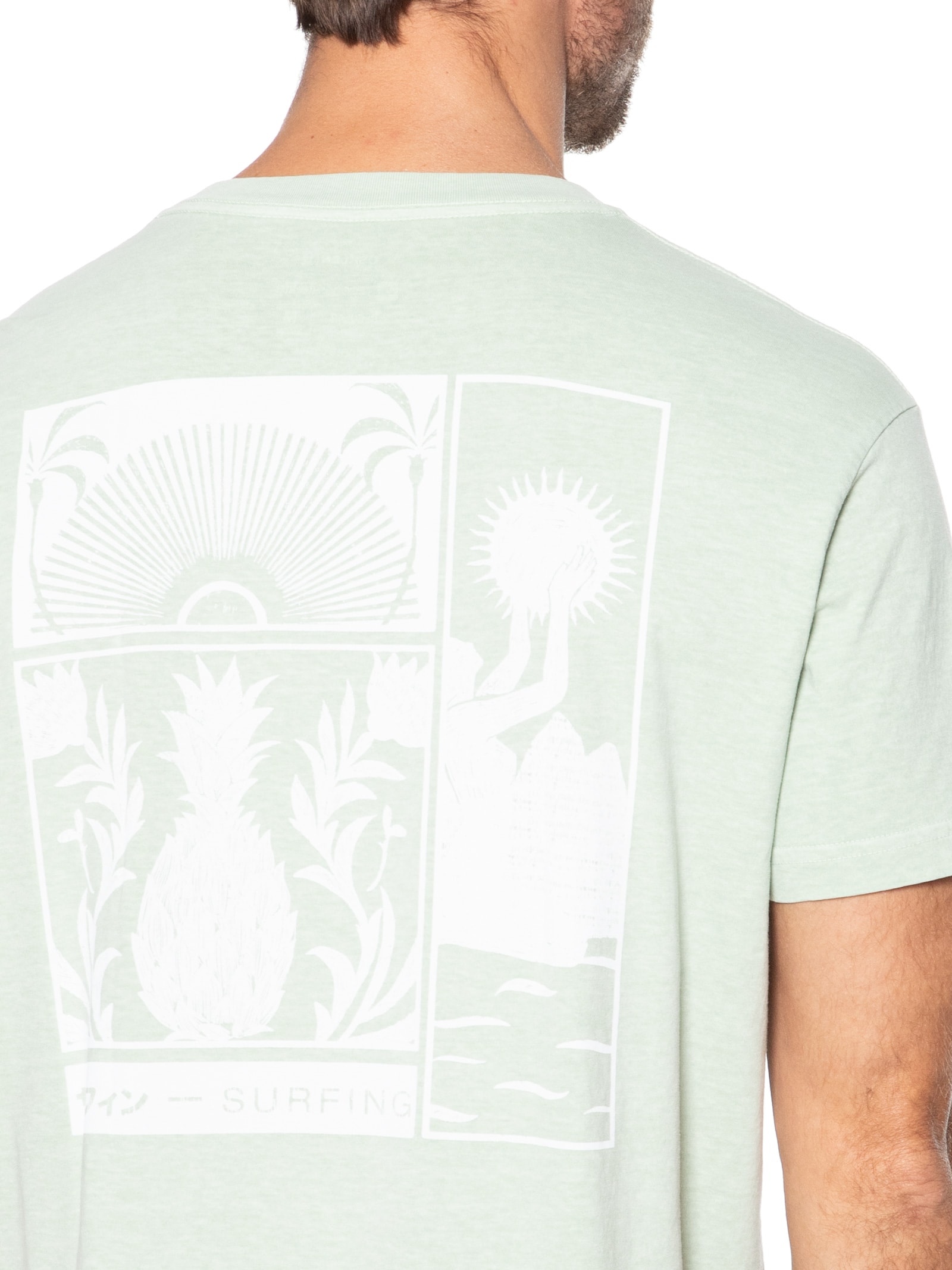 Camiseta Masculina Stone Stamp Manga Curta Verde Osklen