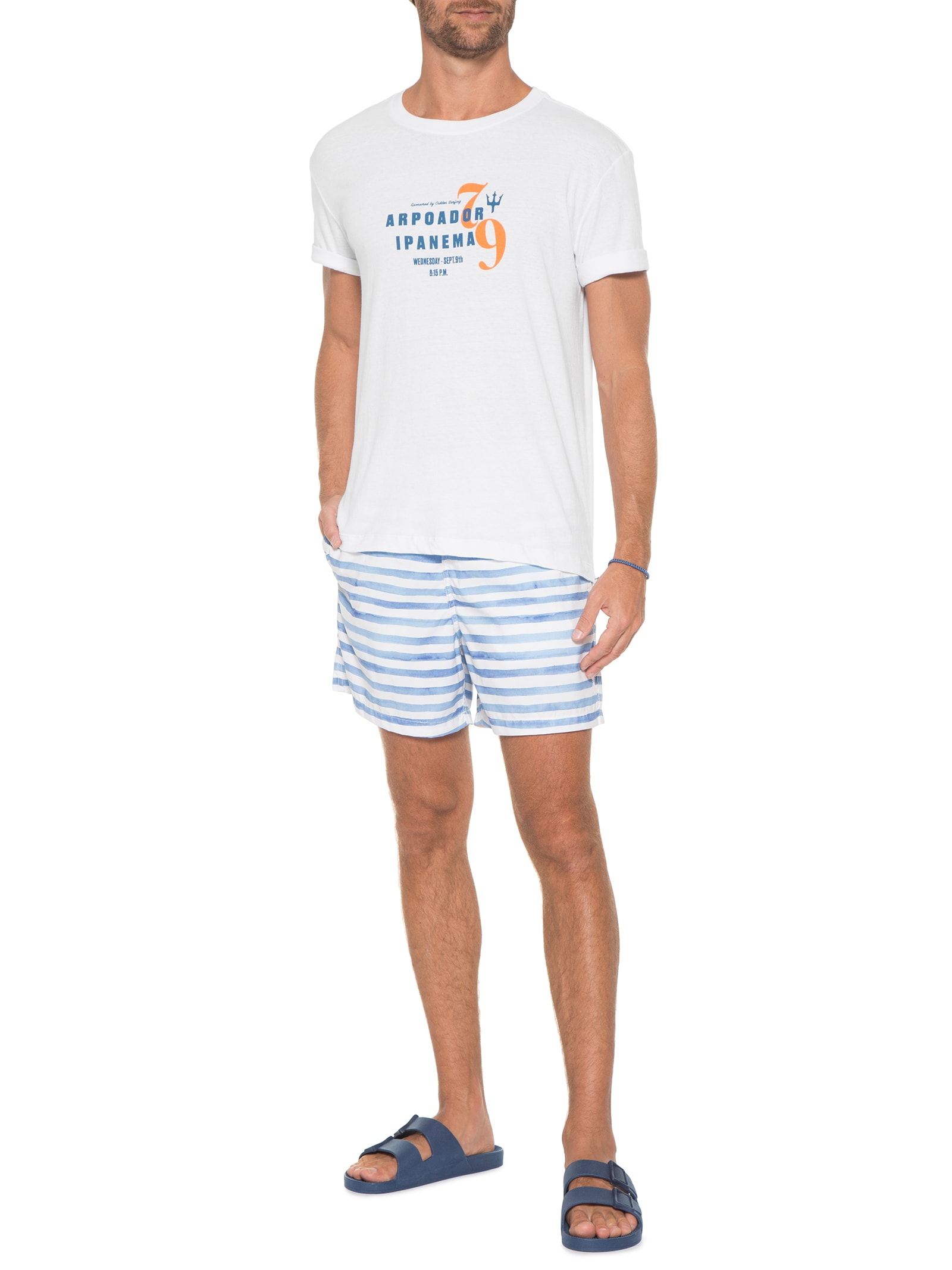 Camiseta Masculina Stone Surf Poster Branco Osklen