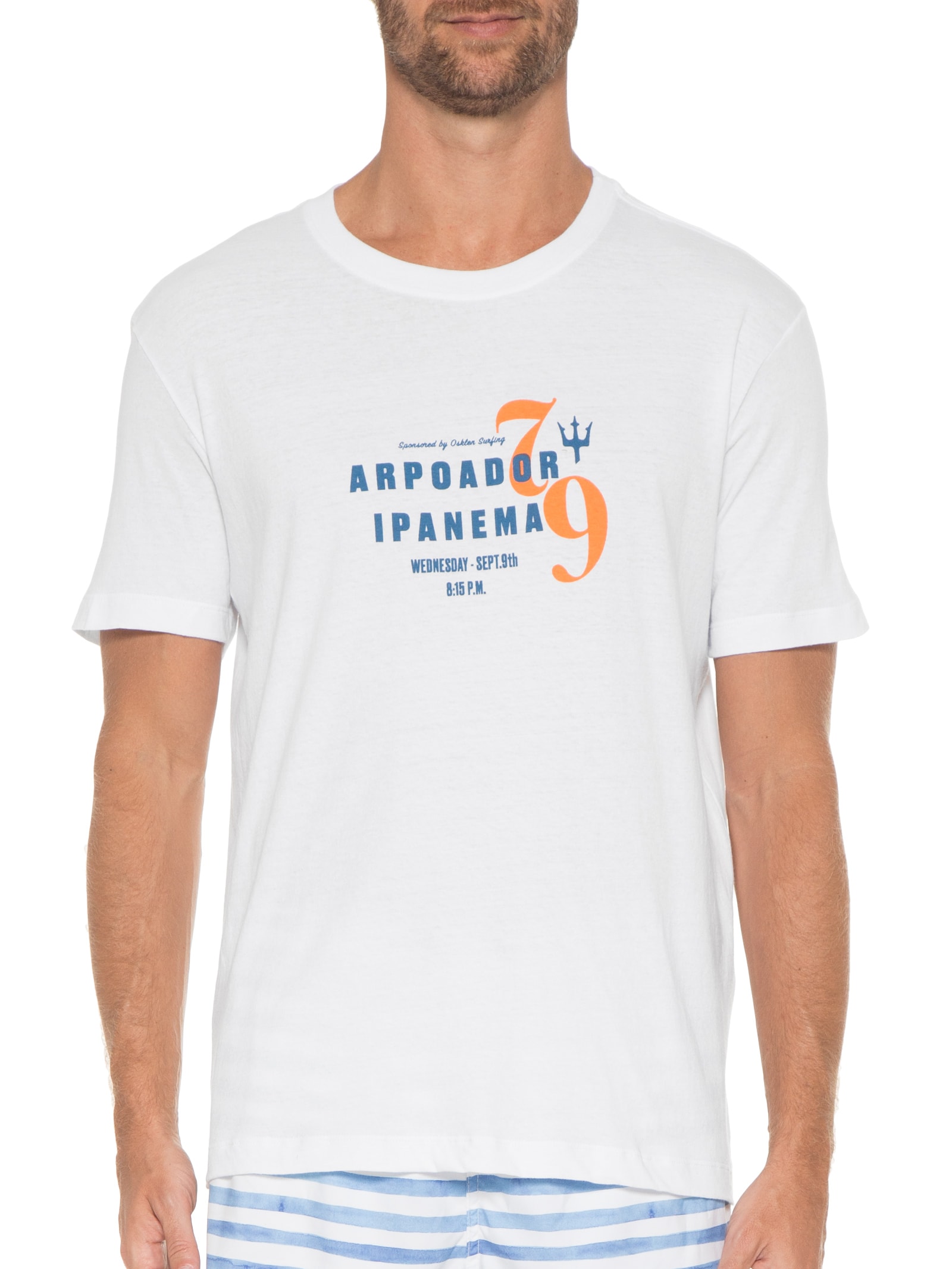 Camiseta Masculina Stone Surf Poster Branco Osklen