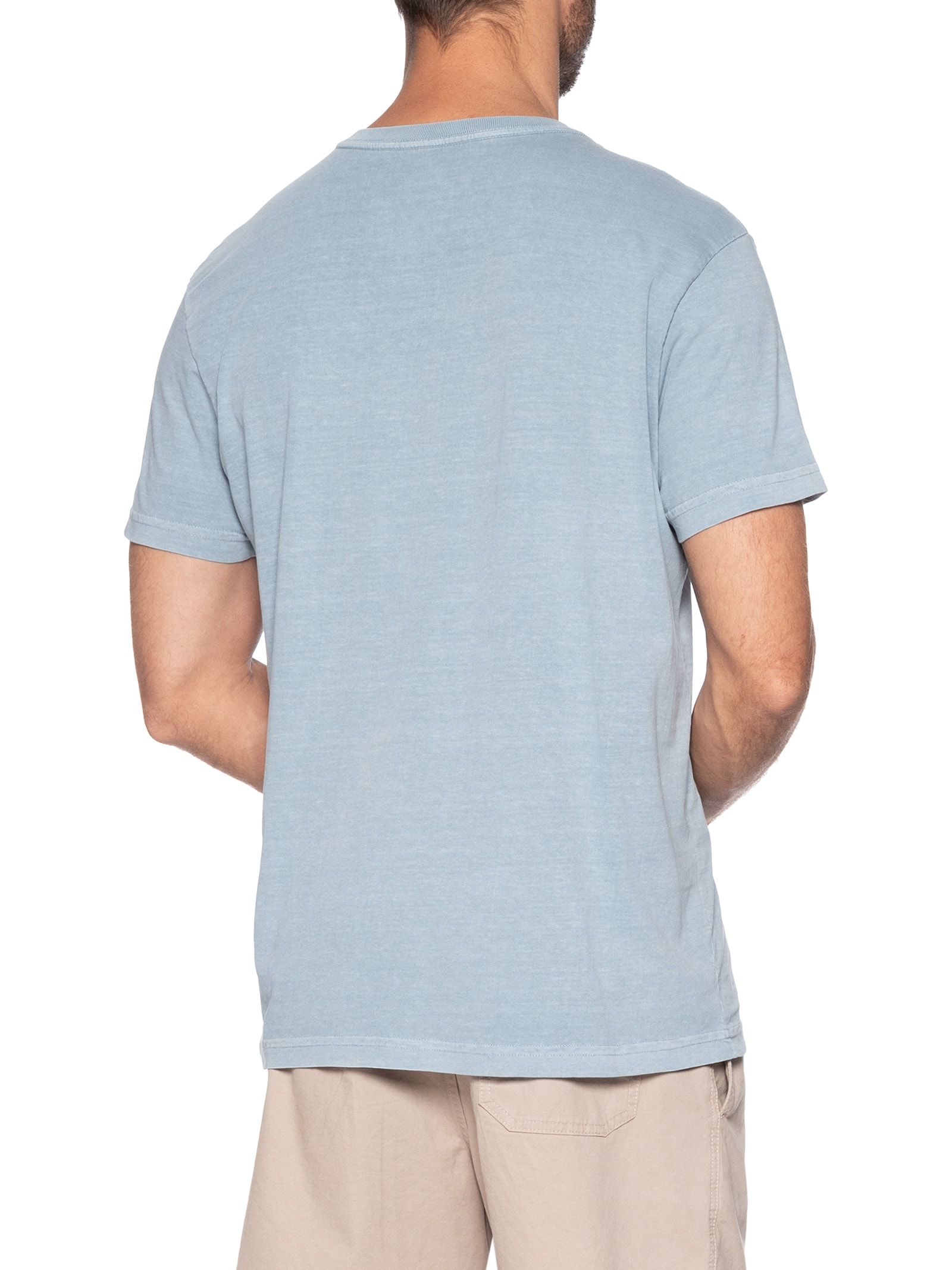 Camiseta Masculina Stone The Temple Manga Curta Azul Osklen