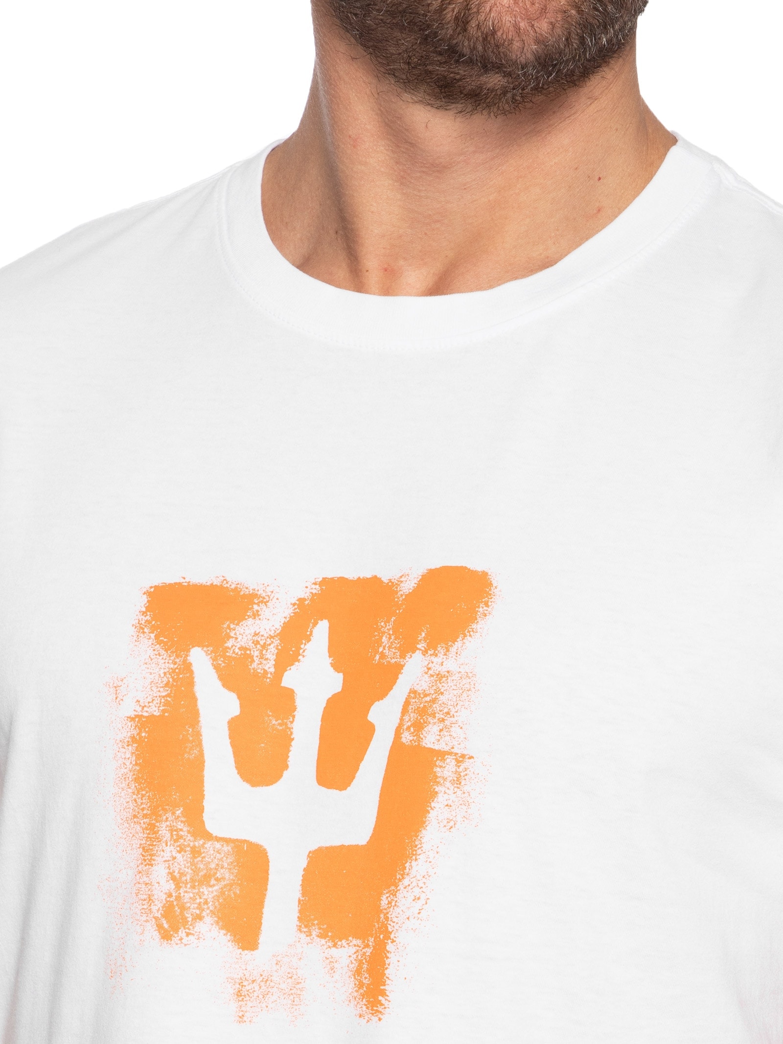 Camiseta Masculina Stone Tridente Brush Branco Osklen