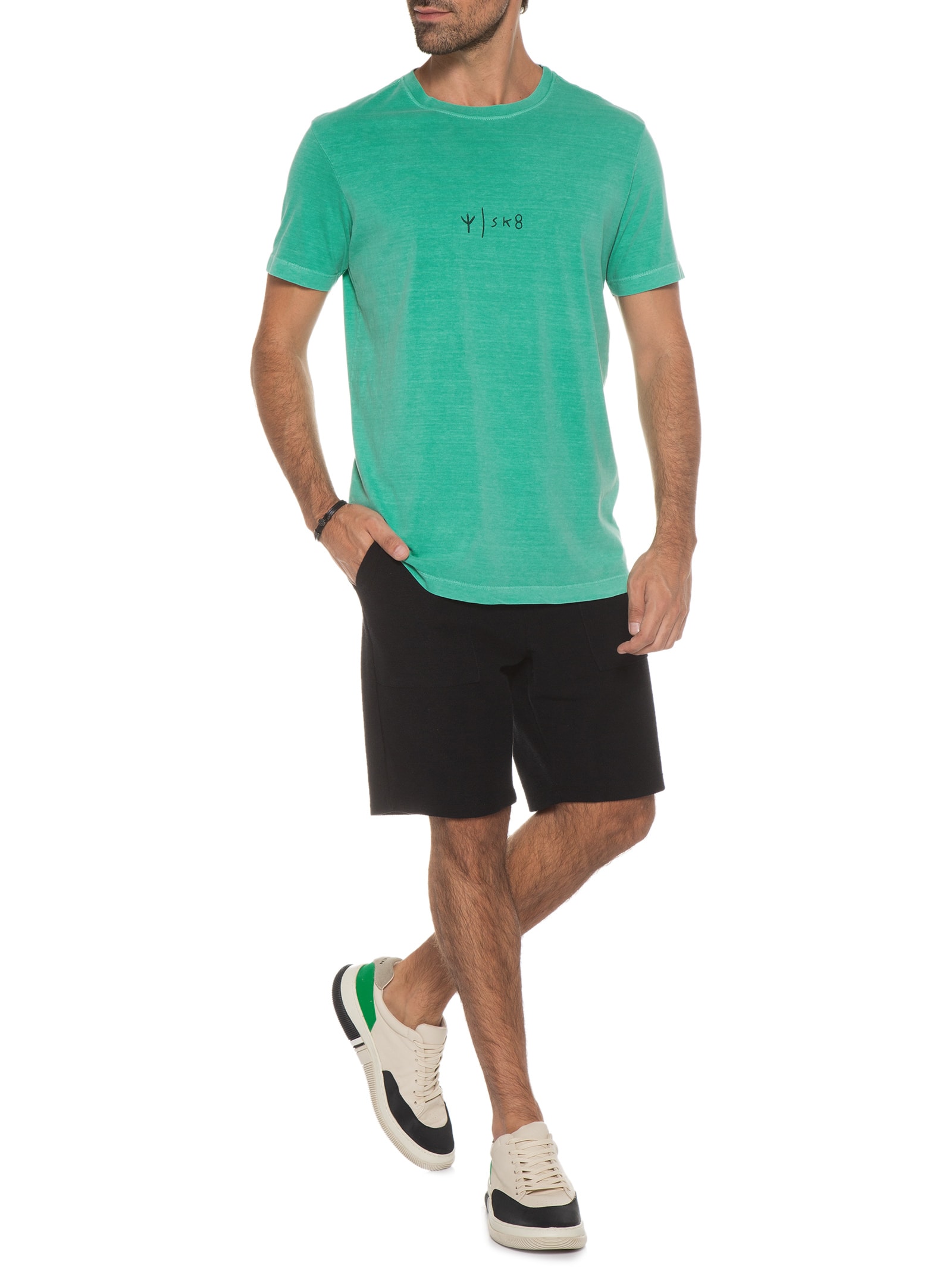 Camiseta Masculina Stone Tridente Sk8 Verde Osklen