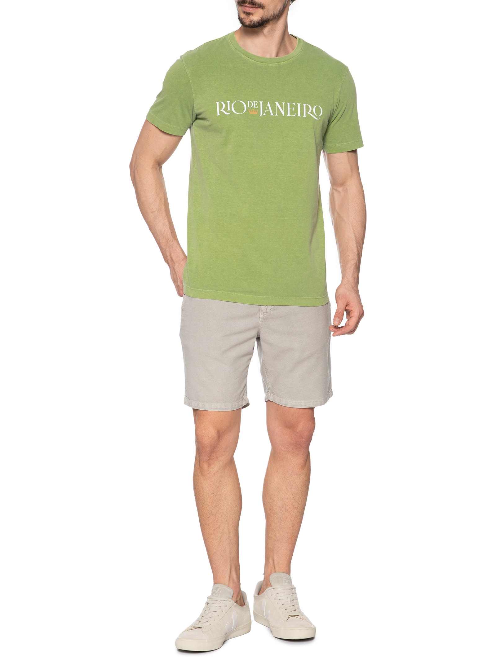 Camiseta Masculina Store Rio Serifado Verde Osklen