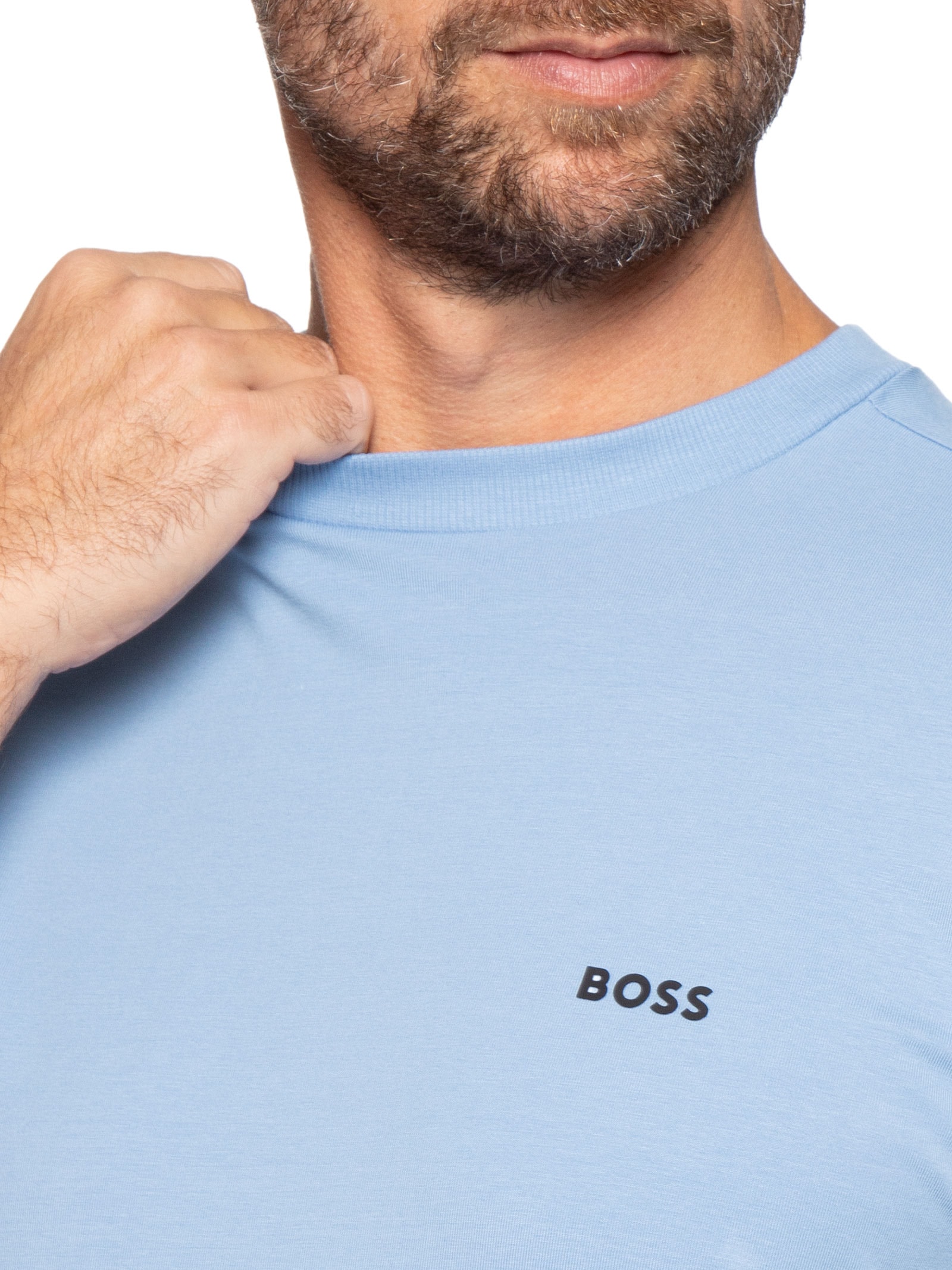 Camiseta Masculina Stretch Cotton Crew Neck Tee Azul Boss