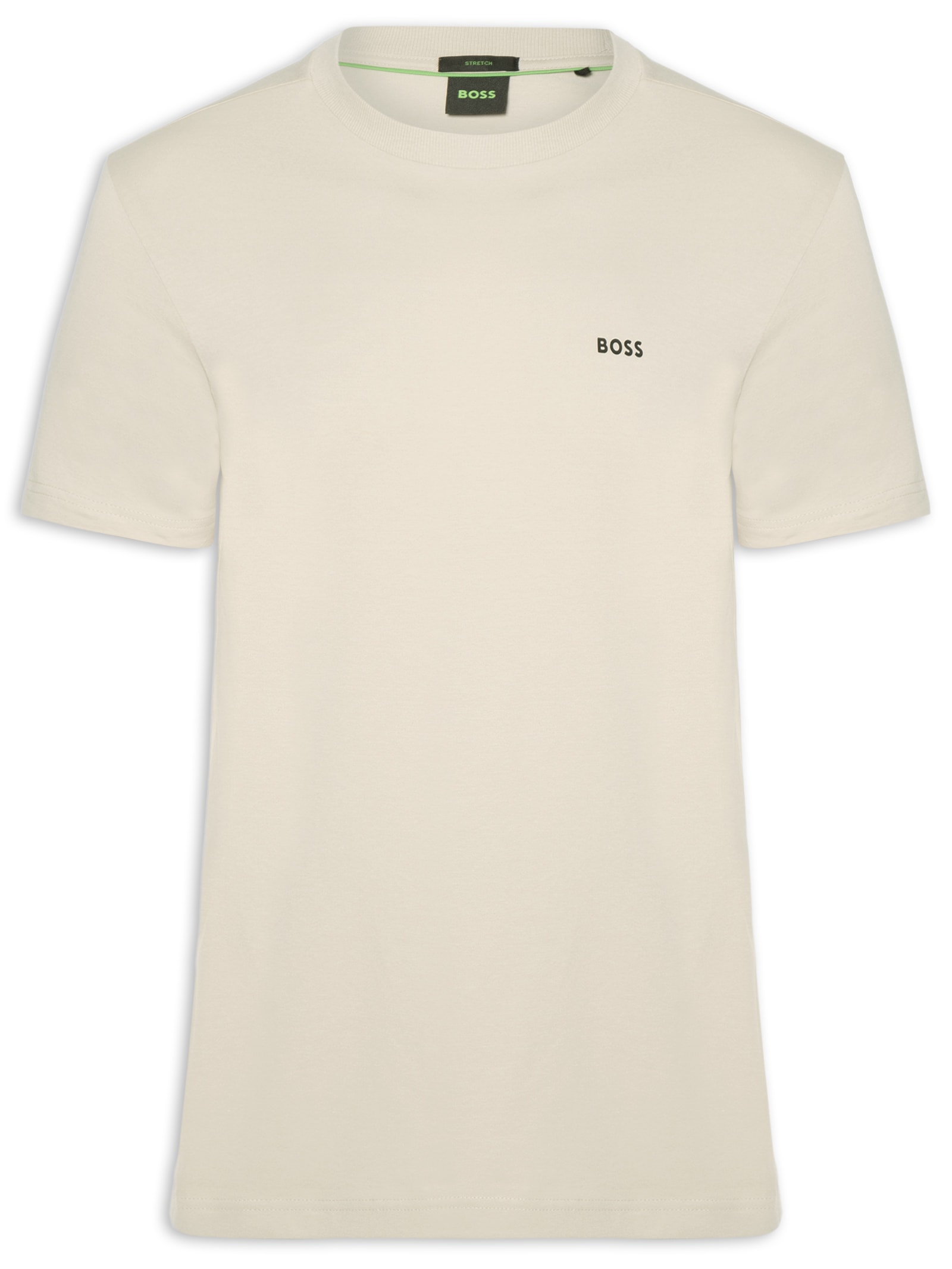 Camiseta Masculina Stretch Cotton Crew Neck Tee Bege Boss