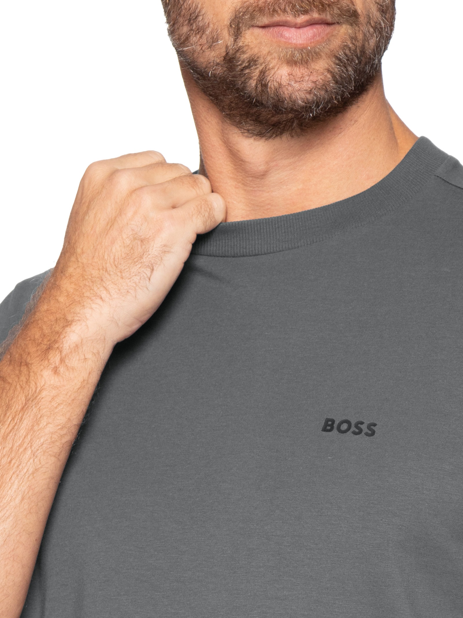 Camiseta Masculina Stretch Cotton Crew Neck Tee Cinza Boss