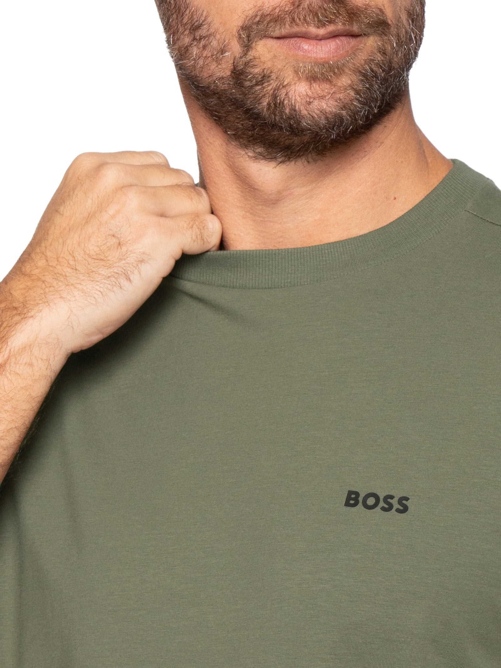 Camiseta Masculina Stretch Cotton Crew Neck Tee Verde Boss