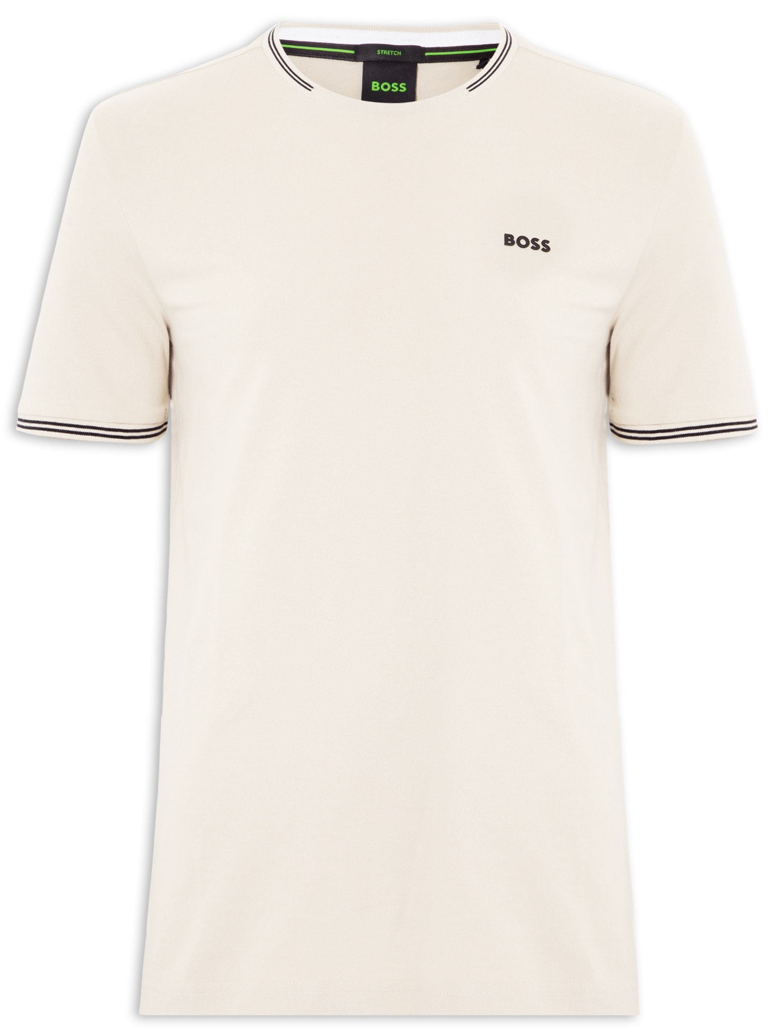 Camiseta Masculina Stretch Cotton Stripes Taul Bege Boss