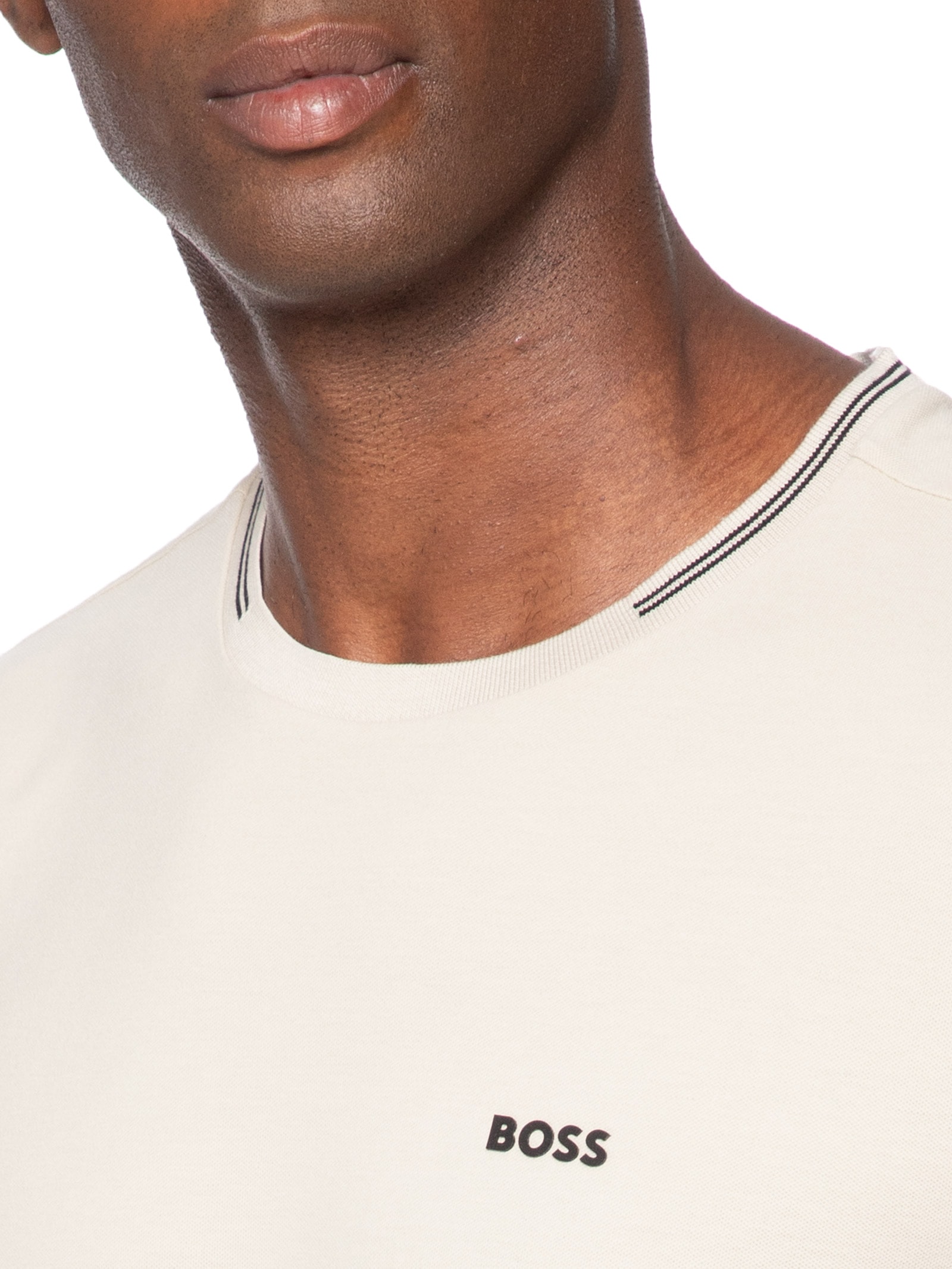 Camiseta Masculina Stretch Cotton Stripes Taul – Bege Boss