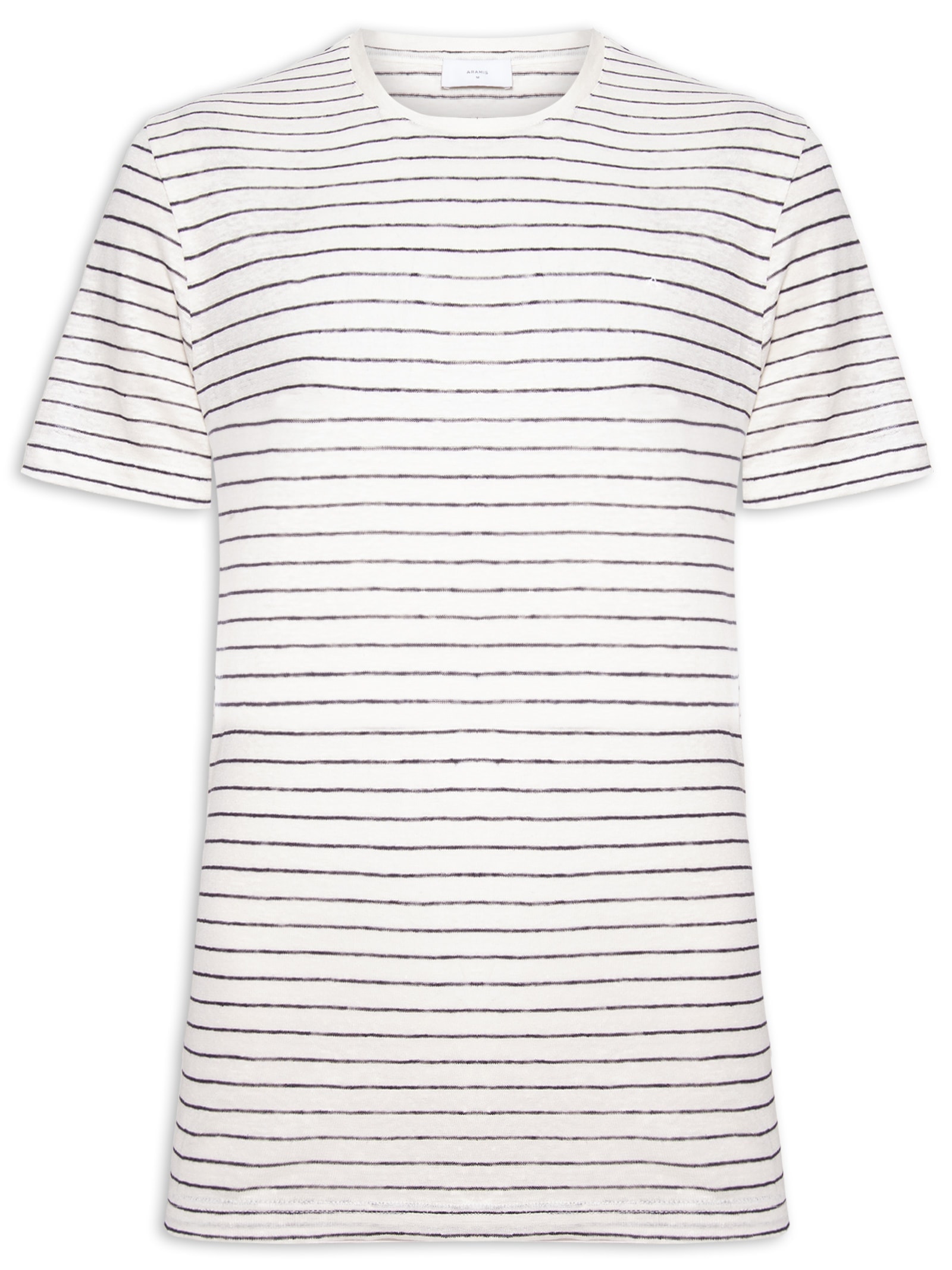 Camiseta Masculina Stripe Linen Off White Aramis