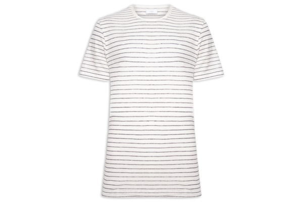 Camiseta Masculina Stripe Linen - Off White