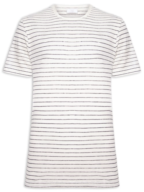 Camiseta Masculina Stripe Linen - Off White