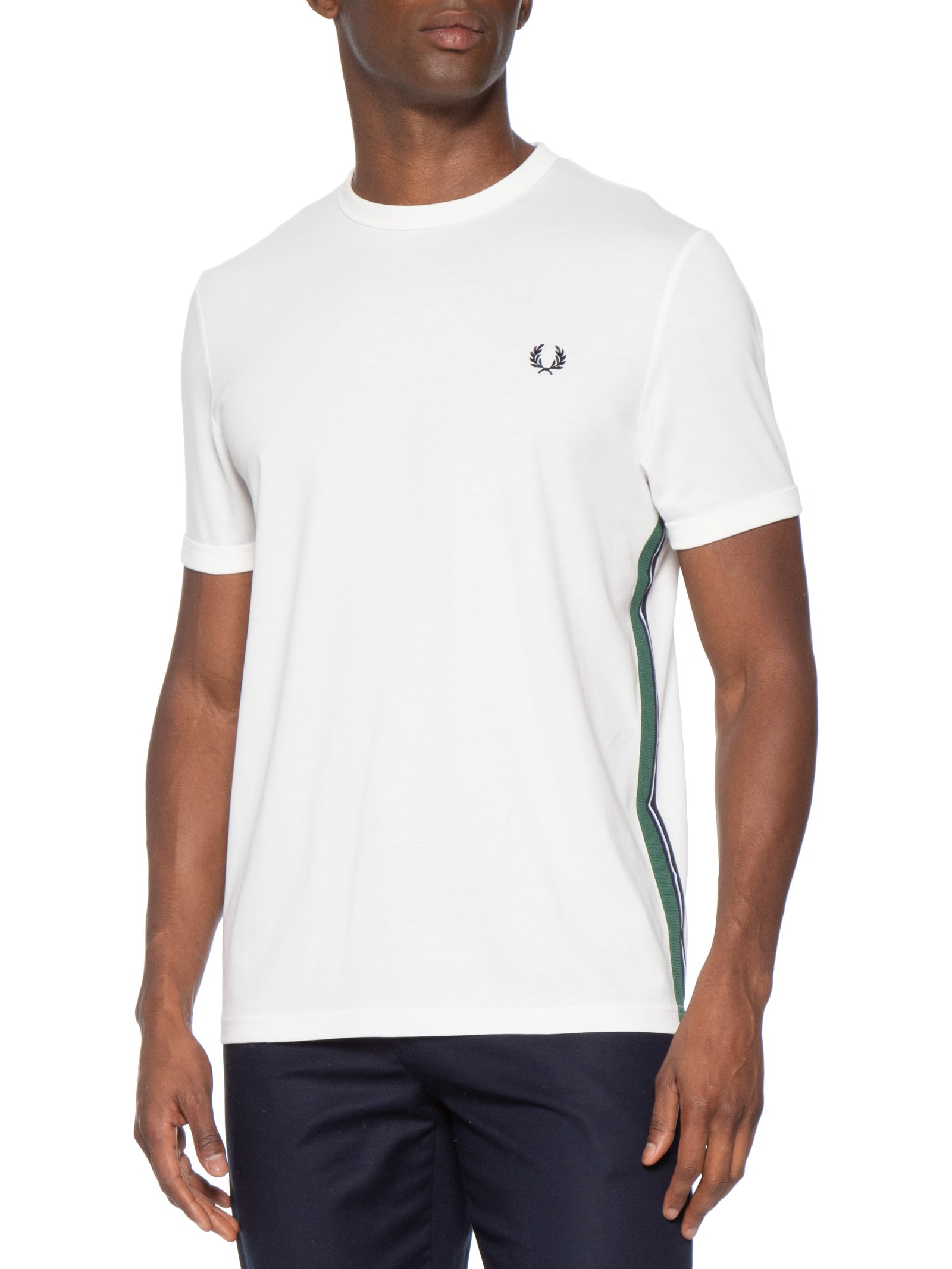 Camiseta Masculina Stripe Tape Branco Fred Perry
