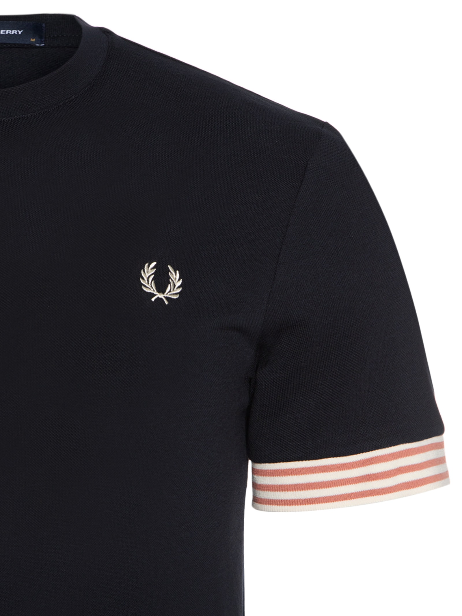 Fred Perry - Camiseta Masculina Striped Cuff T-Shirt - Azul