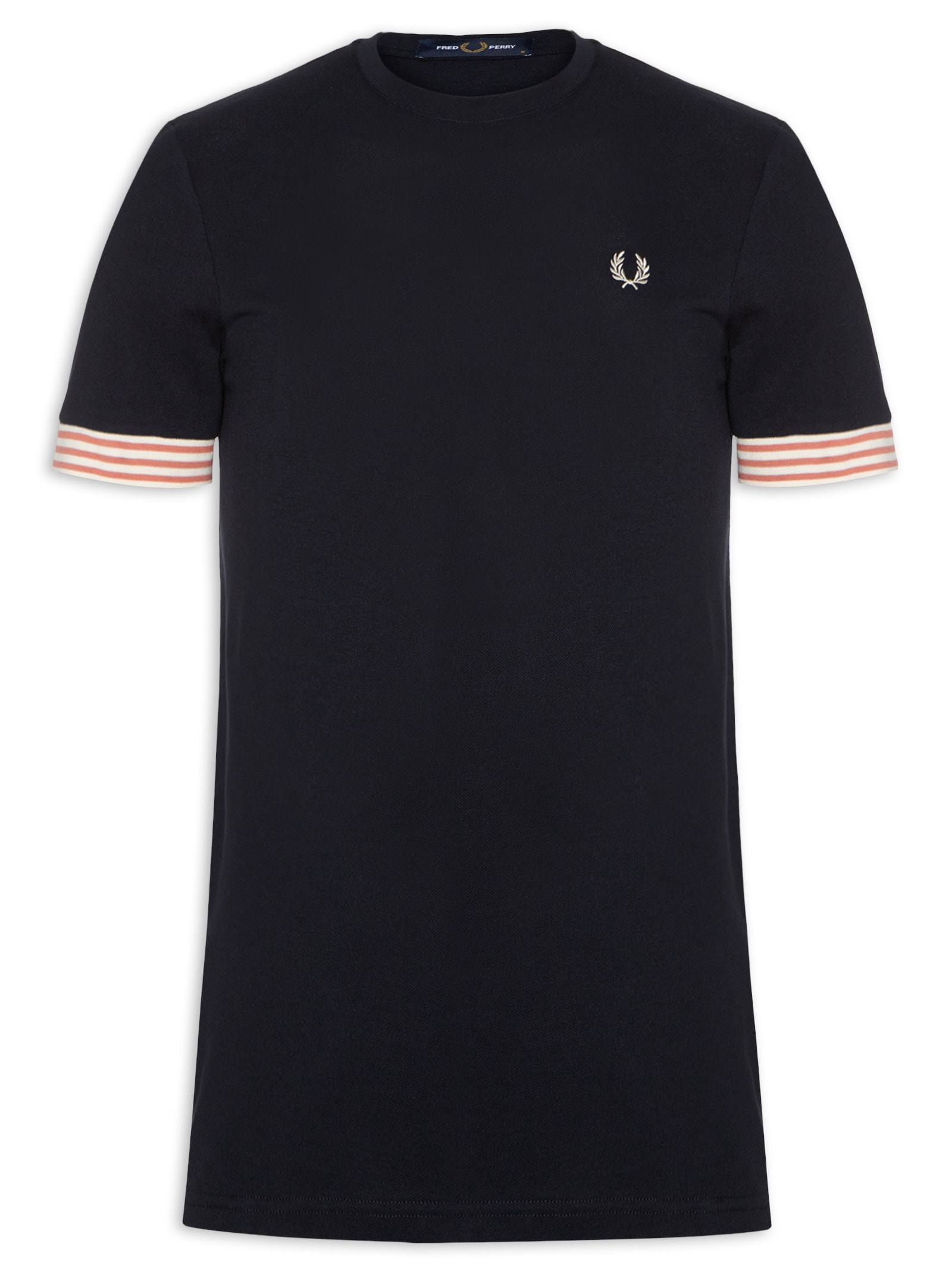 Fred Perry - Camiseta Masculina Striped Cuff T-Shirt - Azul