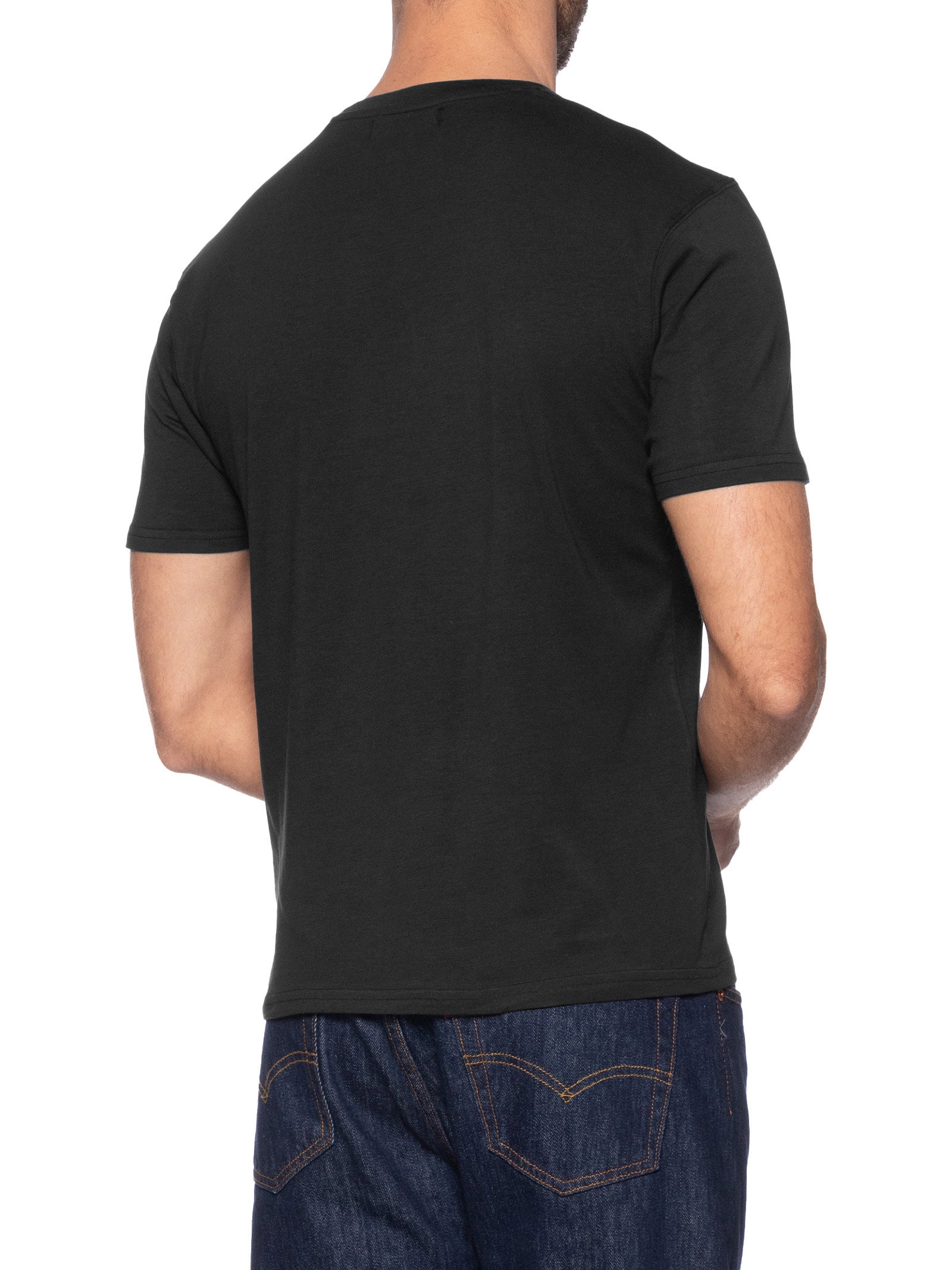 Camiseta Masculina Supima Manga Curta Gola Careca Preto '2 Essential