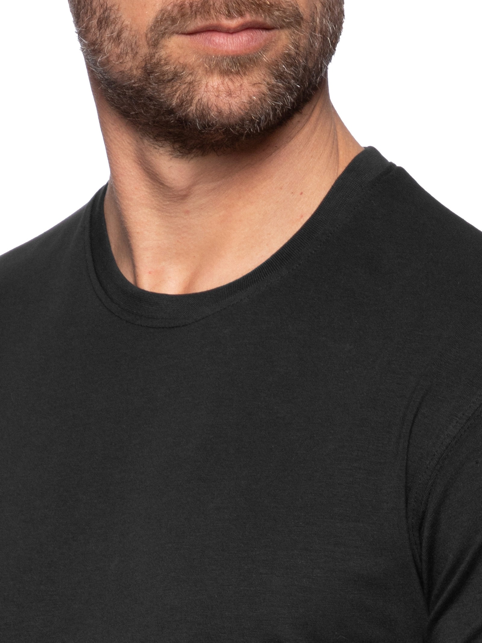 Camiseta Masculina Supima Manga Curta Gola Careca Preto '2 Essential