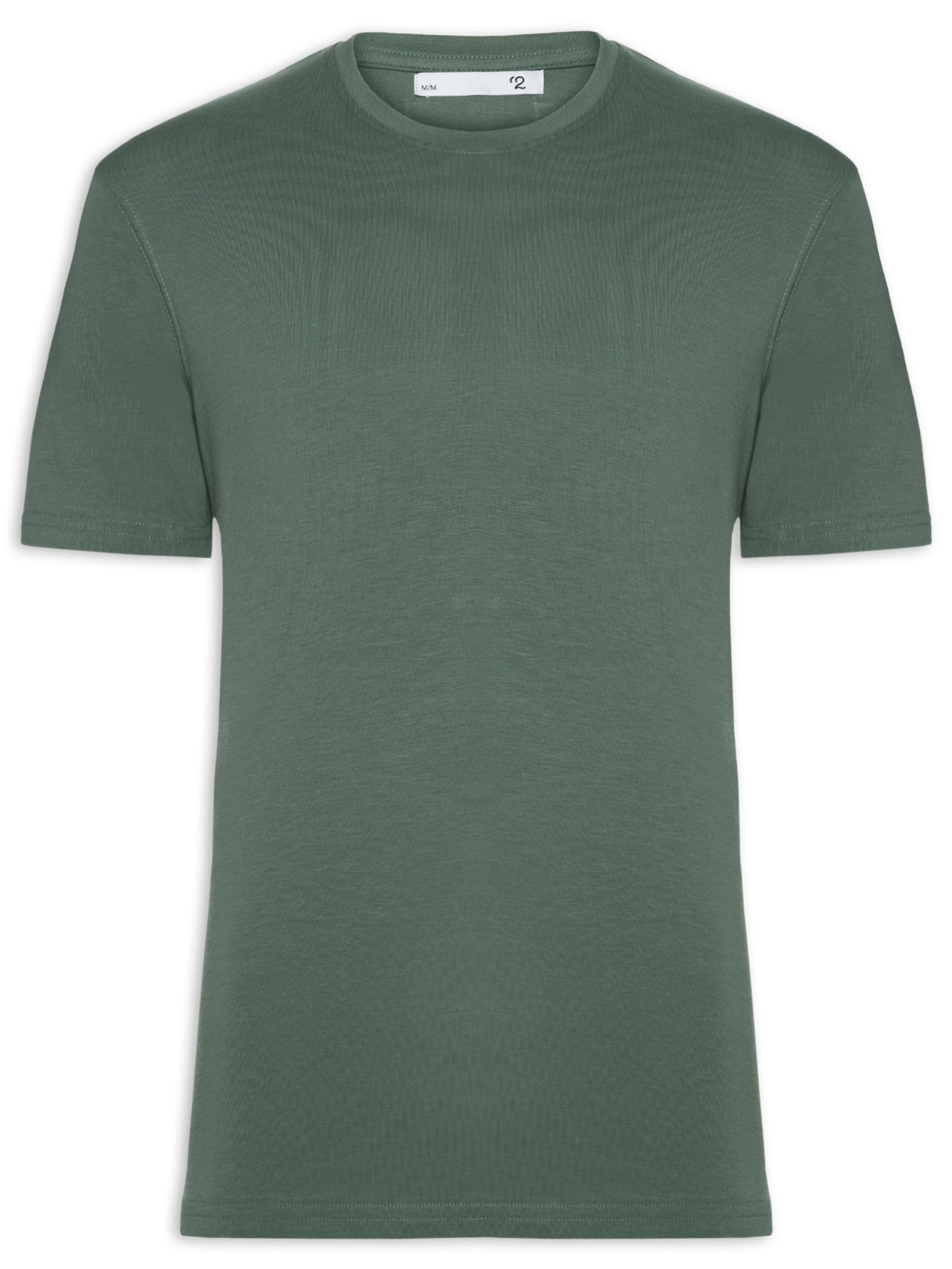 Camiseta Masculina Supima Manga Curta Gola Careca Verde '2 Essential