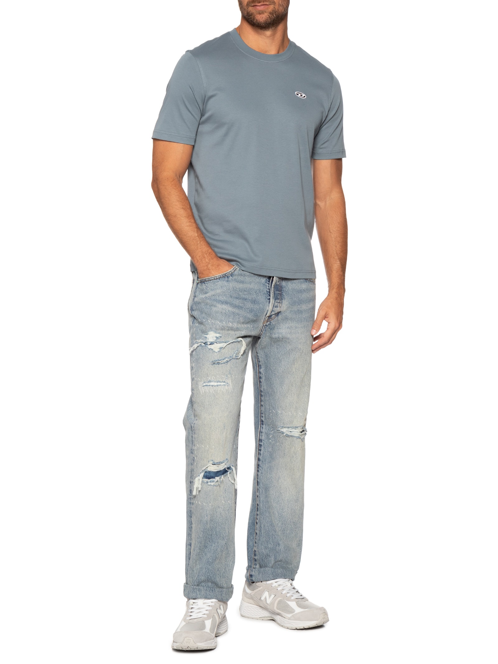 Camiseta Masculina T-Adjust-Doval-Pj Maglietta Azul Diesel
