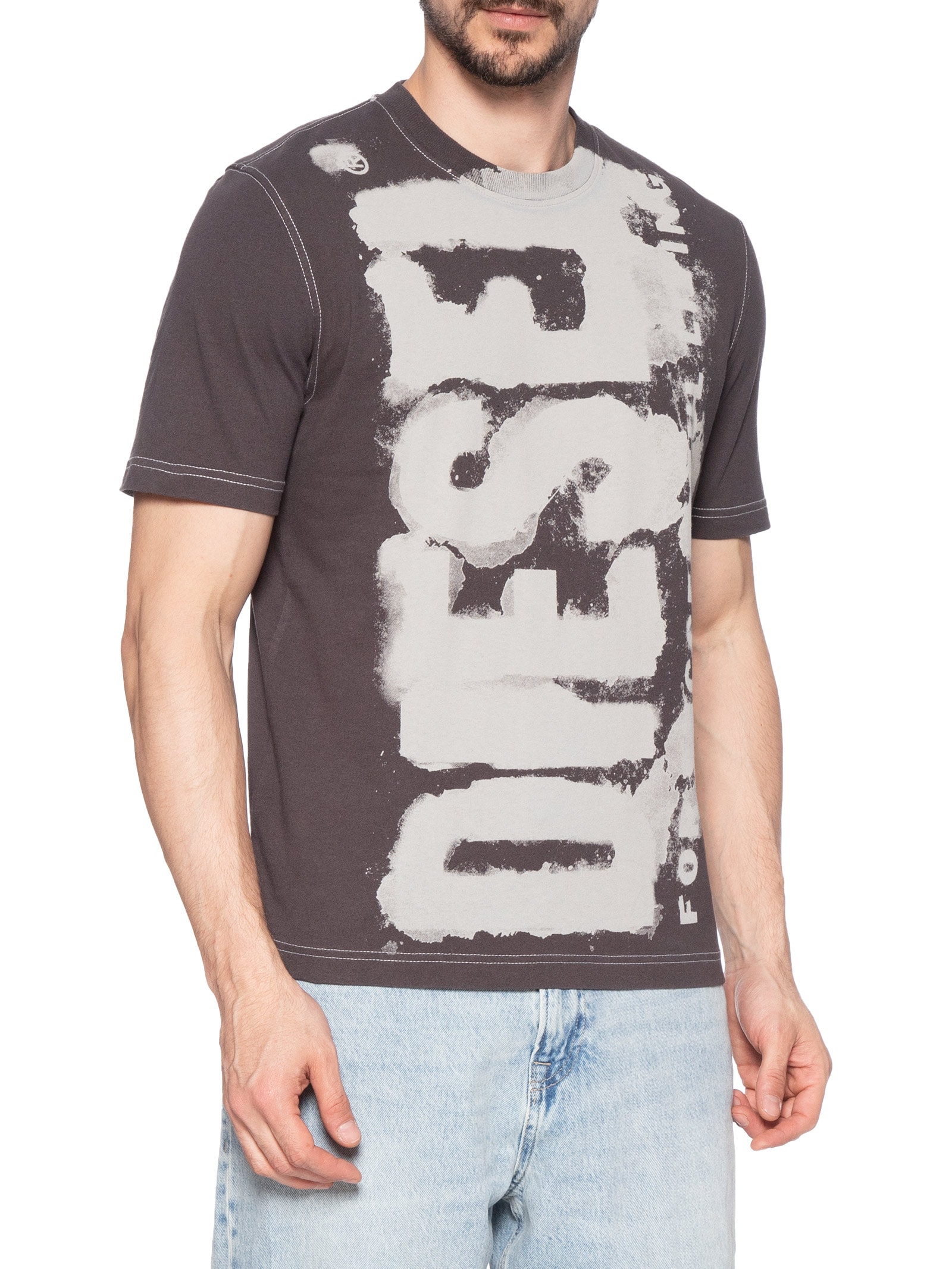 Camiseta Masculina T-Adjust Q4 Maglietta Cinza Diesel