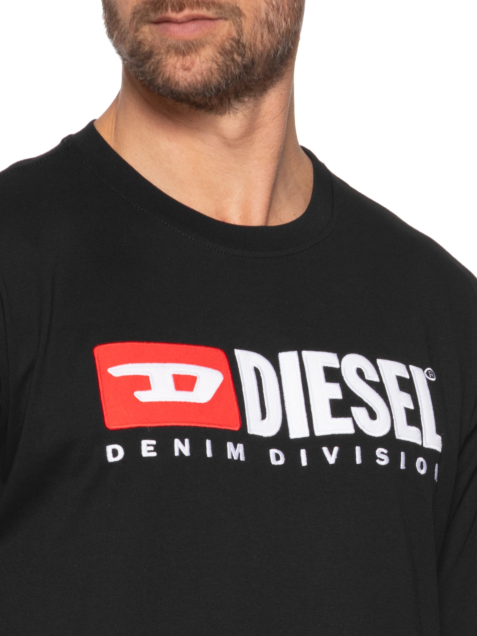 Diesel - Camiseta Masculina T Box Div Logo Print E Bordado - Preto