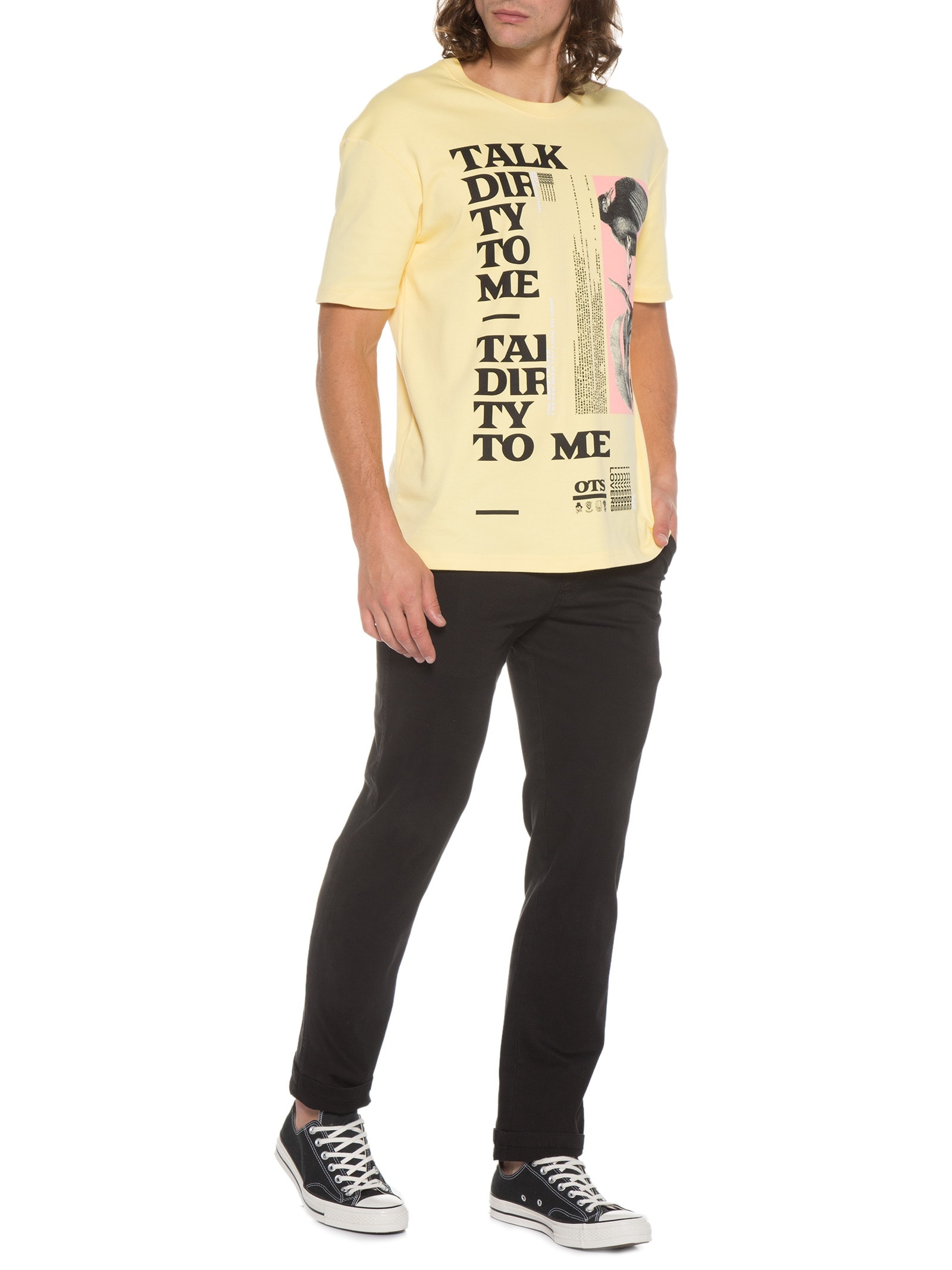Camiseta Masculina Talk Dirty To Me Amarelo Ots