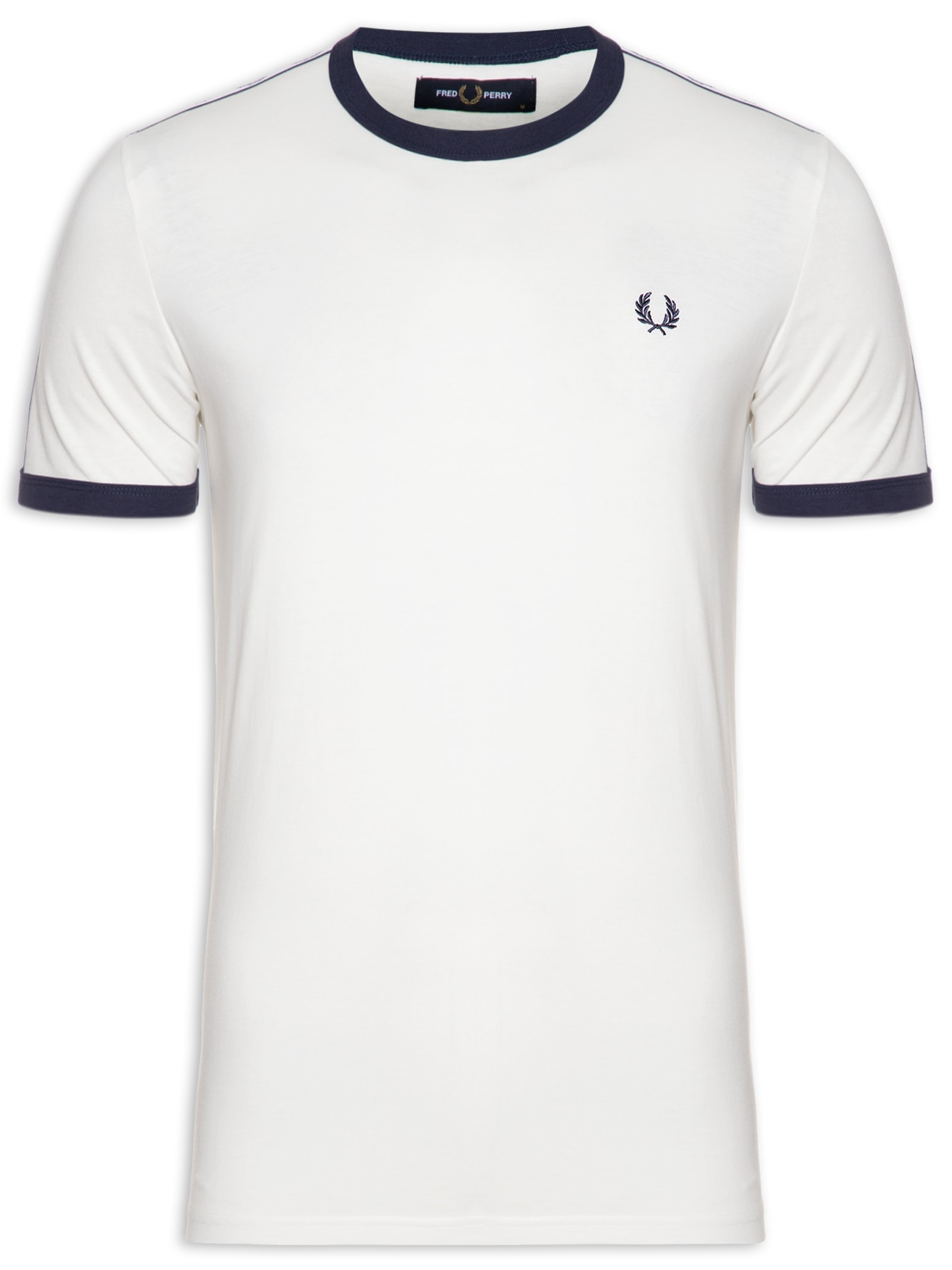 Camiseta Masculina Taped Ringer Branco Fred Perry