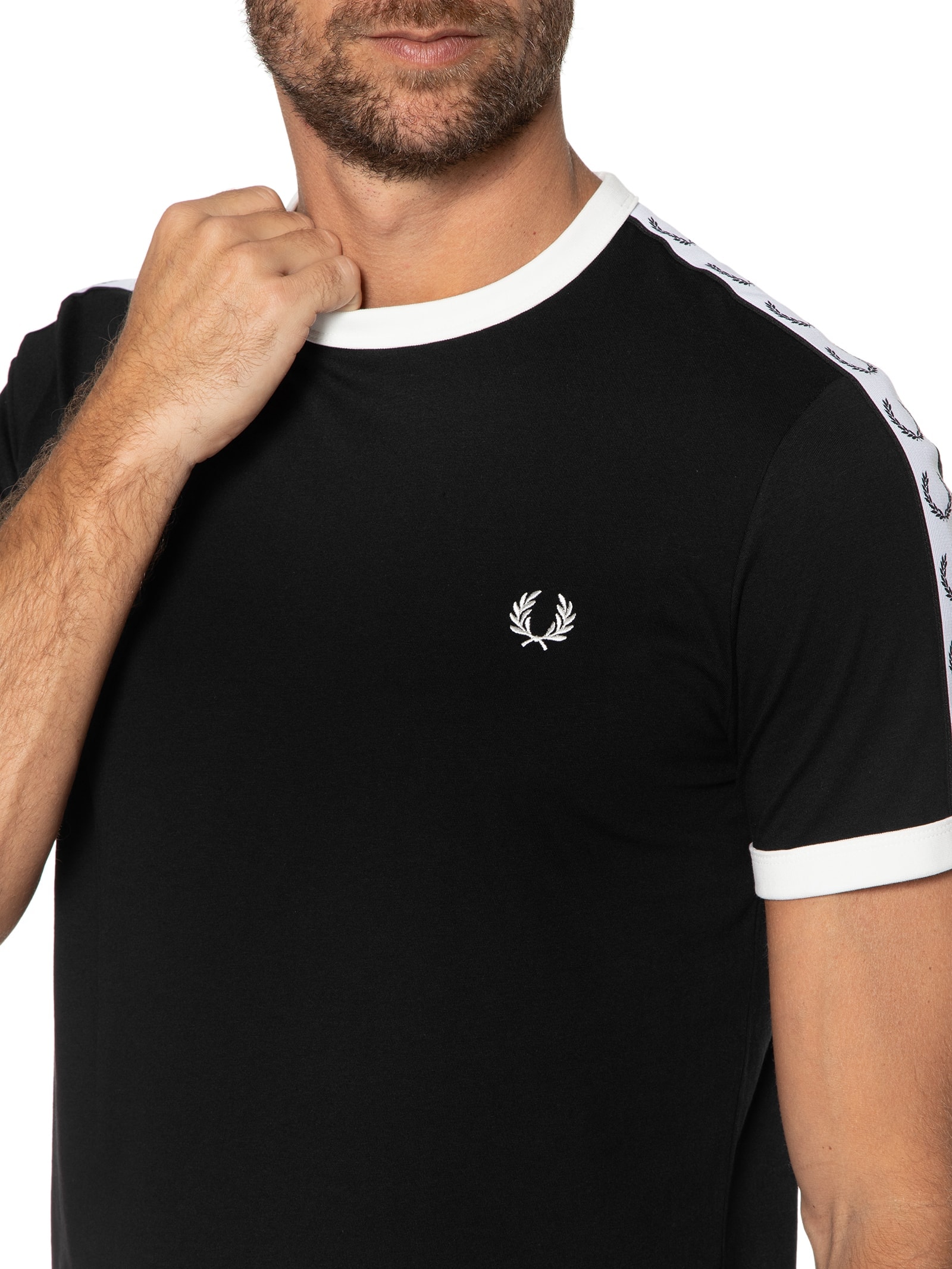Camiseta Masculina Taped Ringer Preto Fred Perry