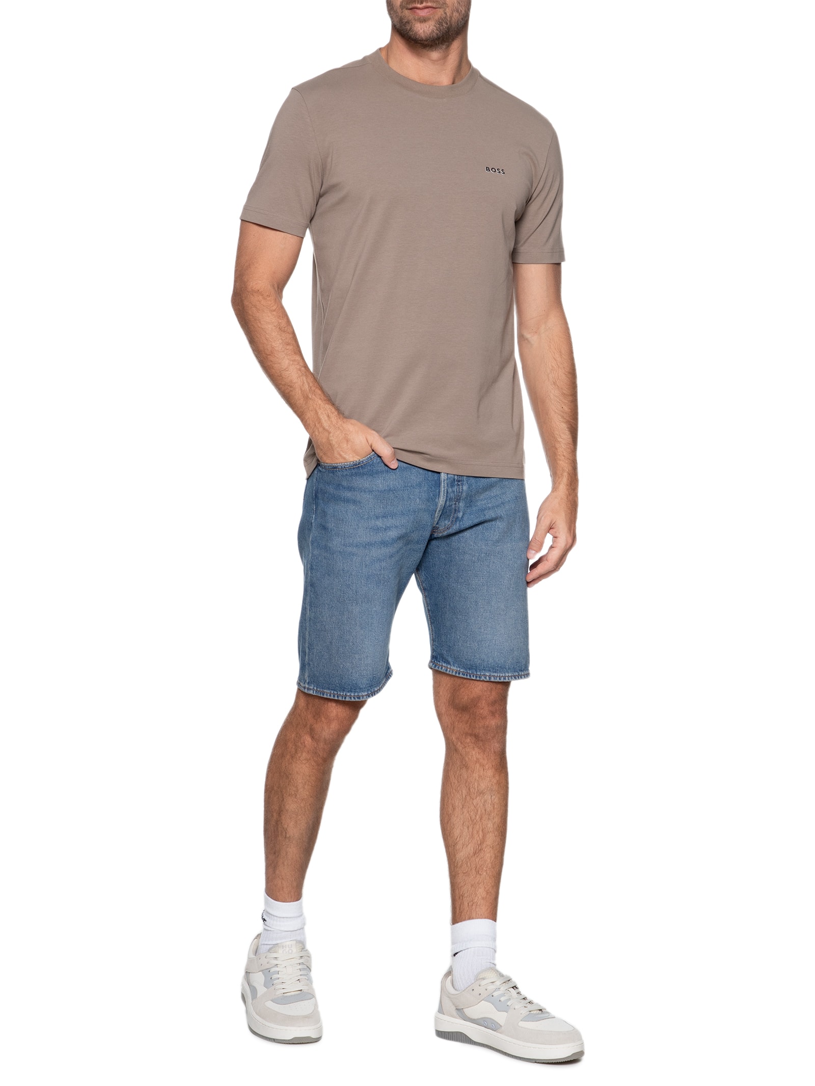 Camiseta Masculina Tee Bege  Boss