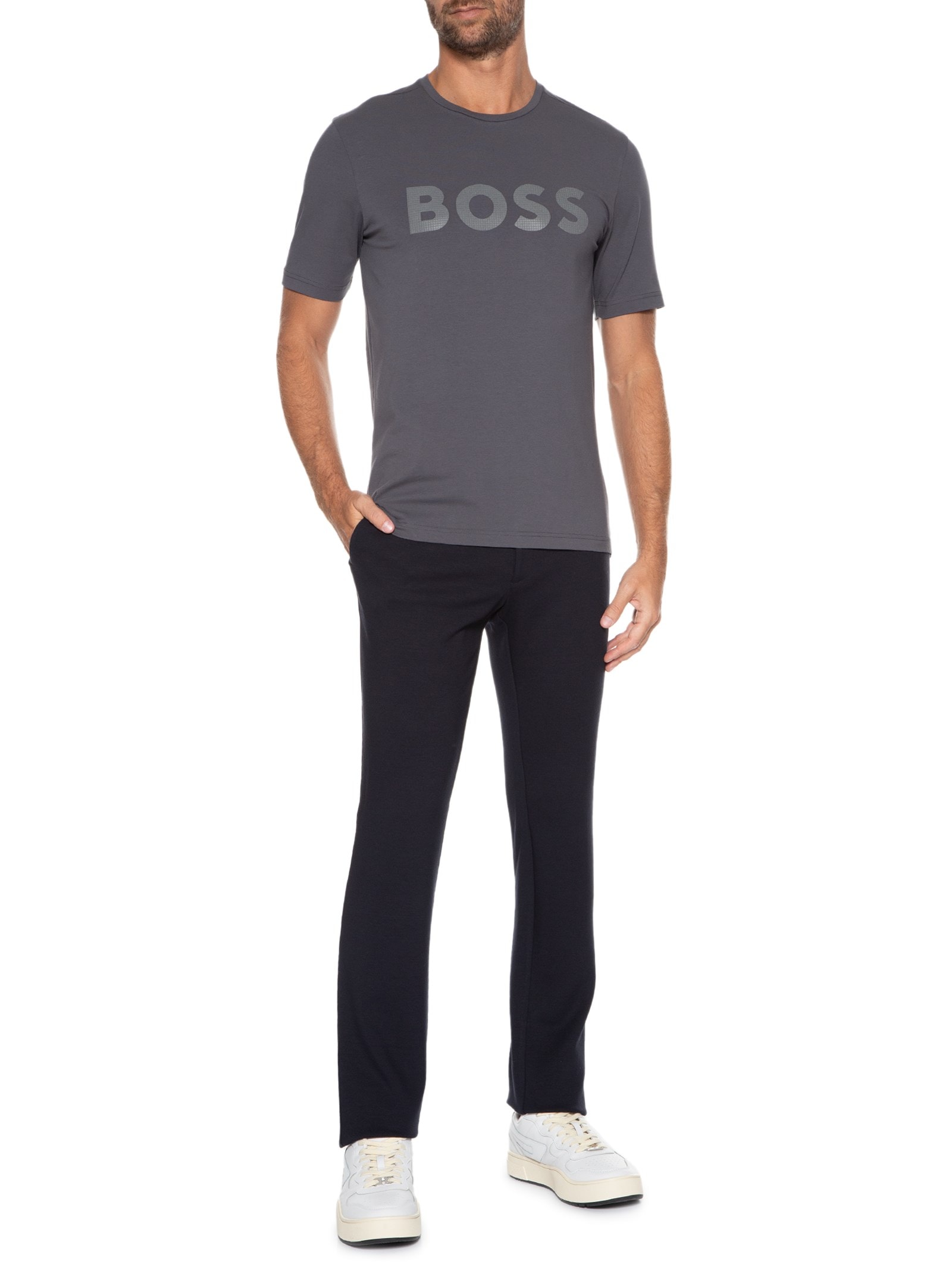 Camiseta Masculina Tee Cinza Boss