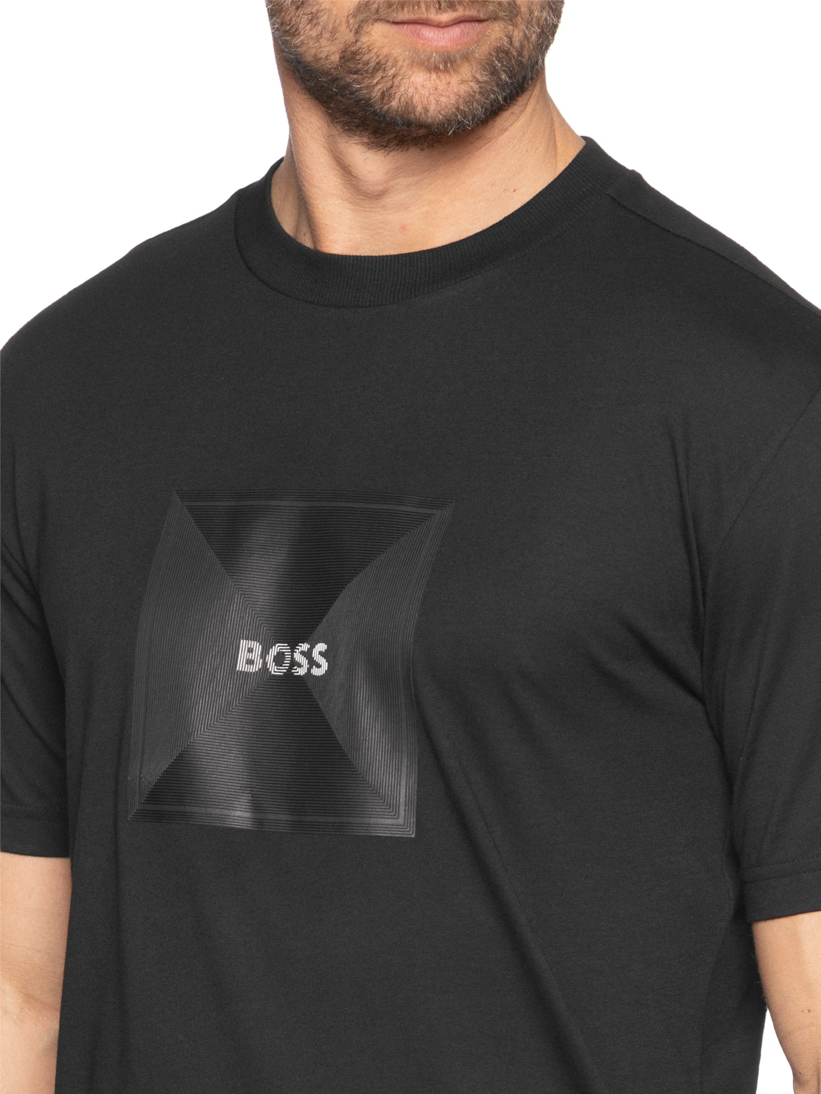 Boss - Camiseta Masculina Tee Logo Rib - Preto