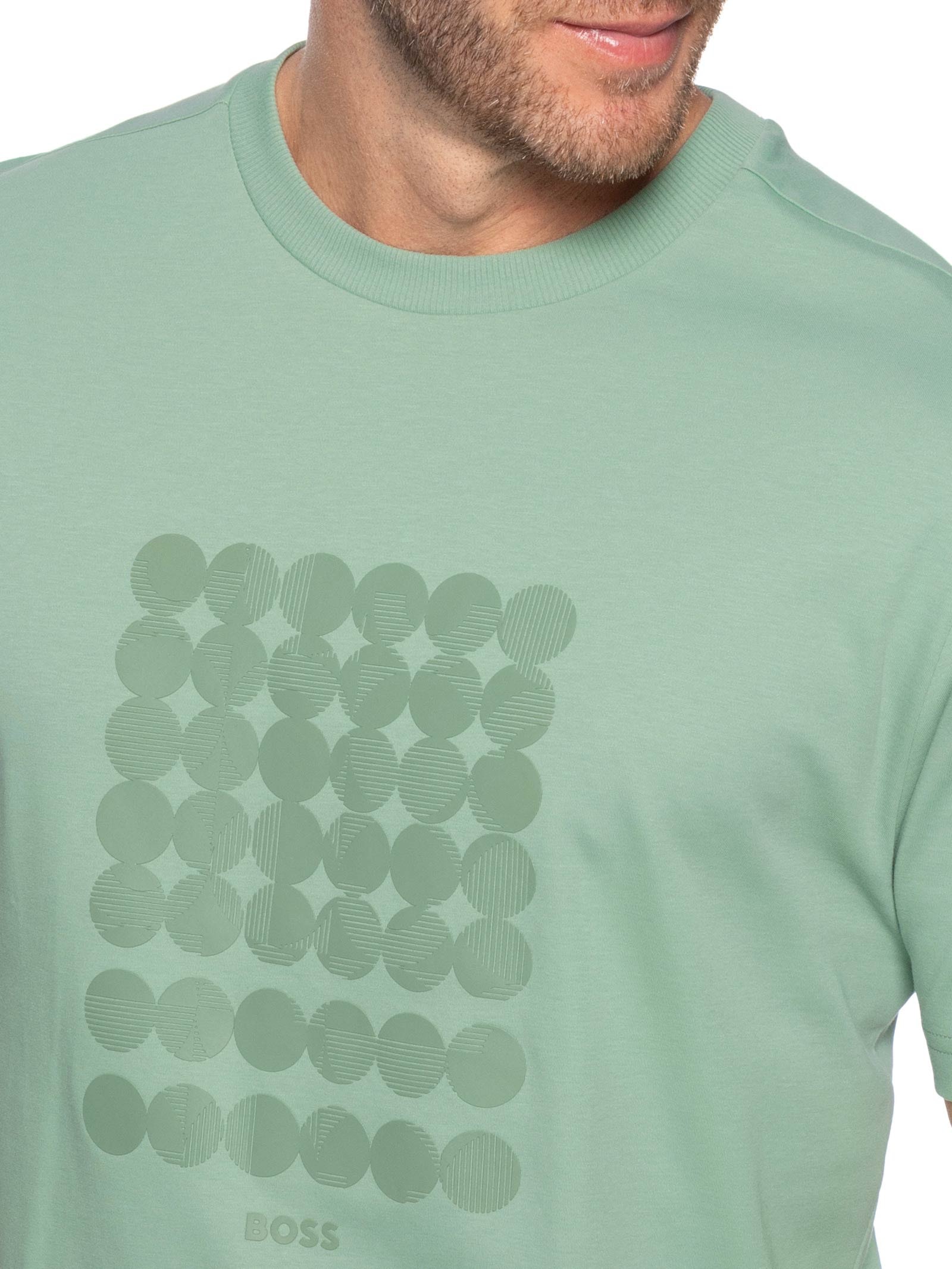Camiseta Masculina Tee Print Striped Verde Boss