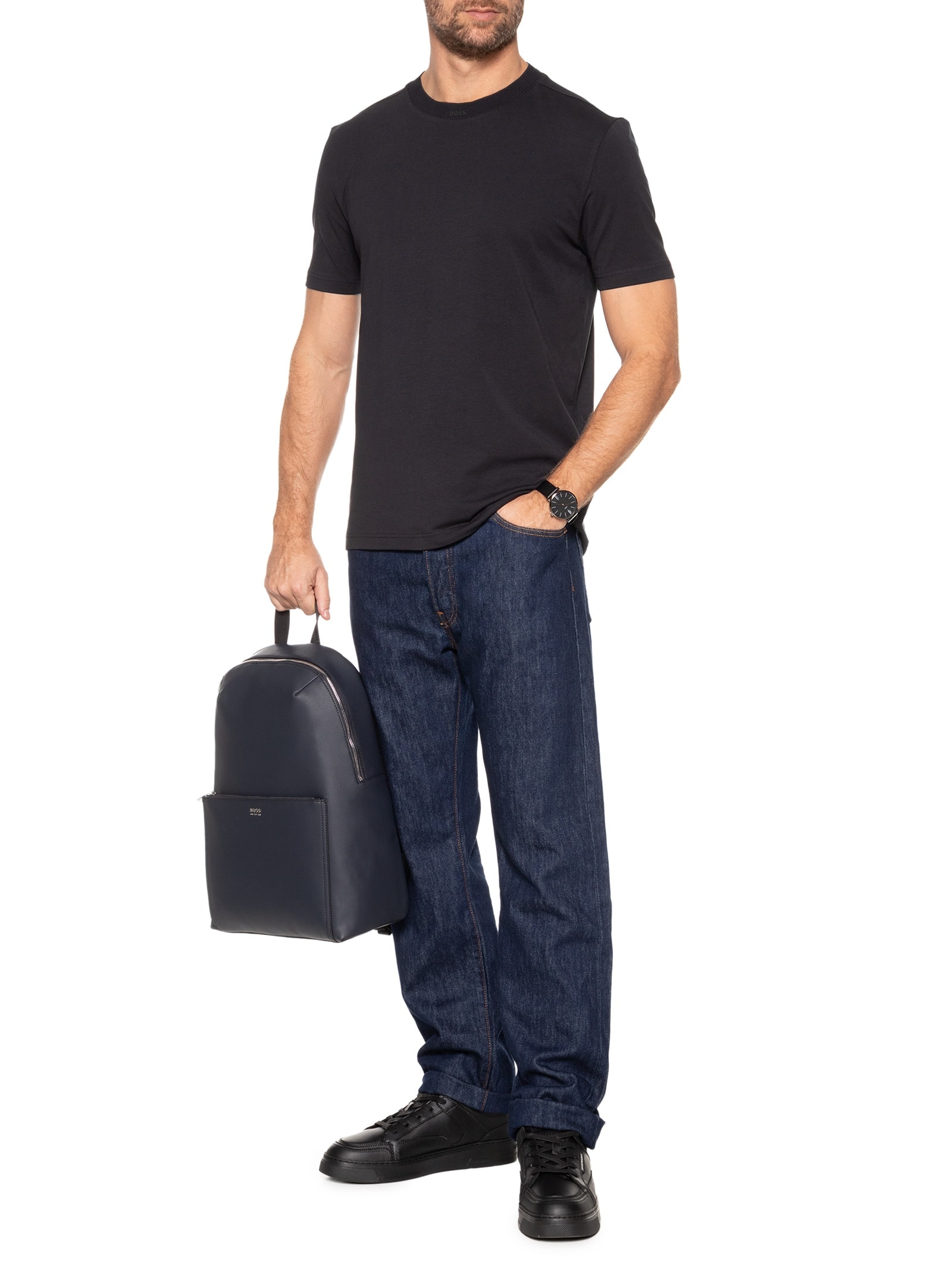 Camiseta Masculina Tee Rib Azul Boss