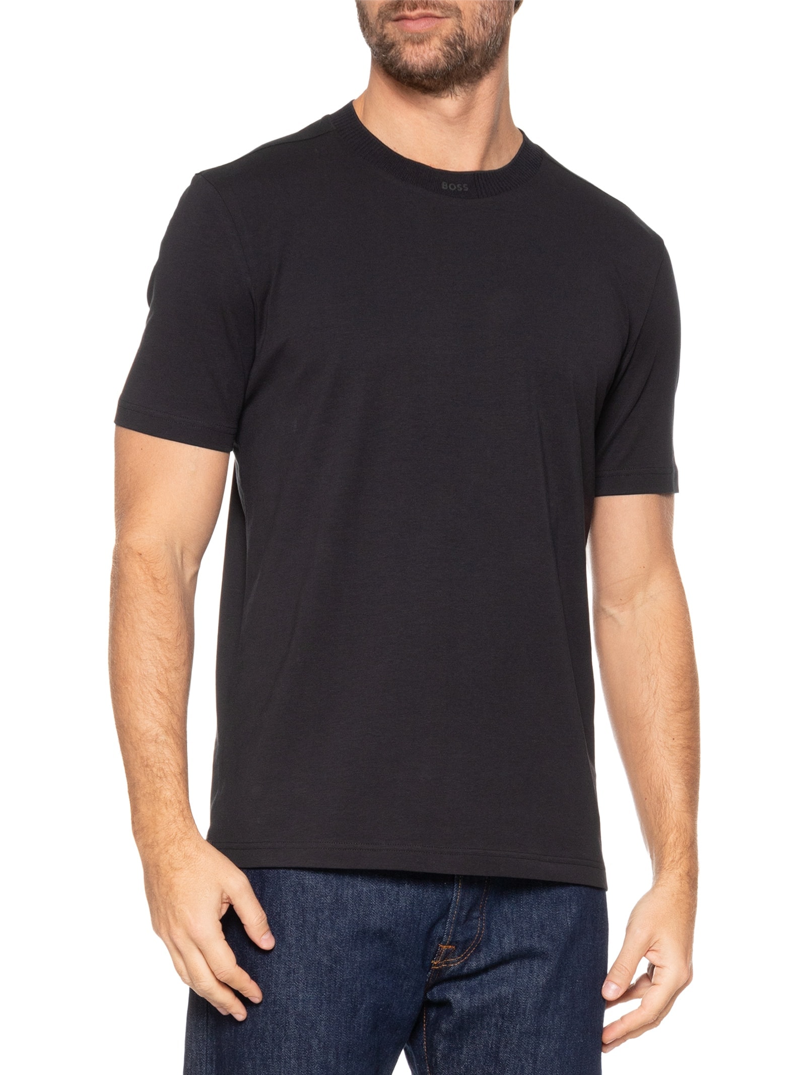 Camiseta Masculina Tee Rib Azul Boss