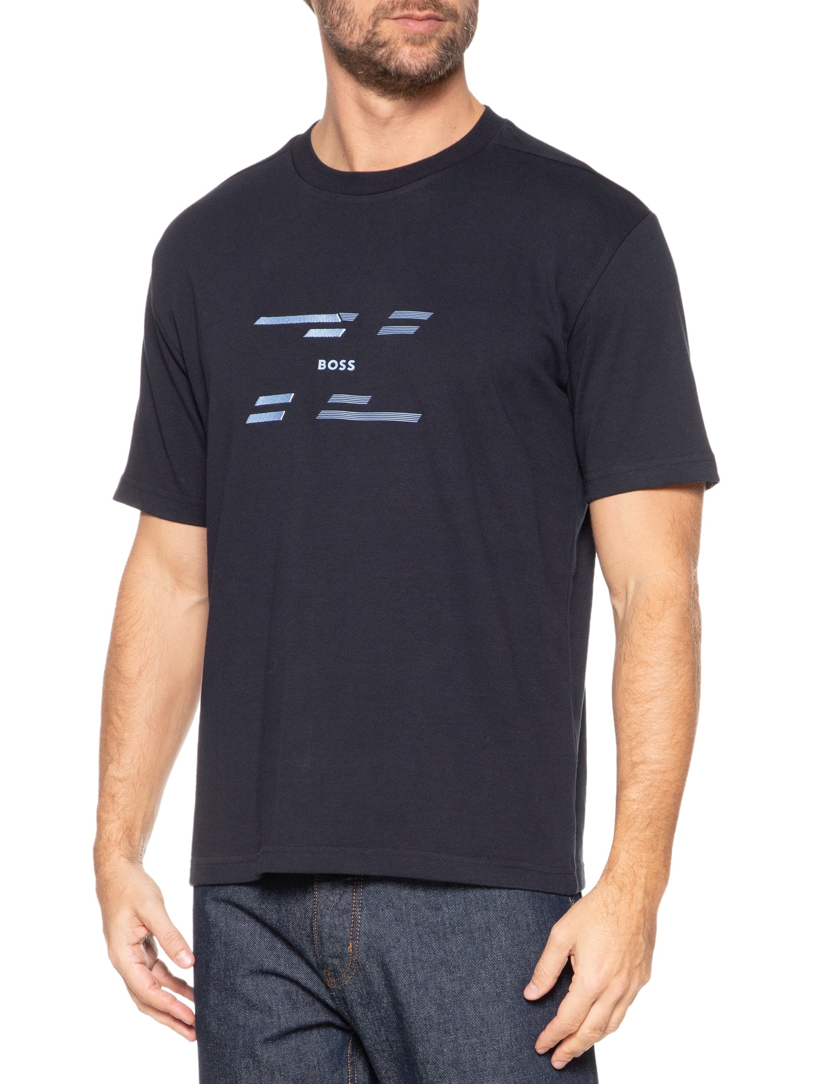 Camiseta Masculina Tee Tape Hj Azul Boss