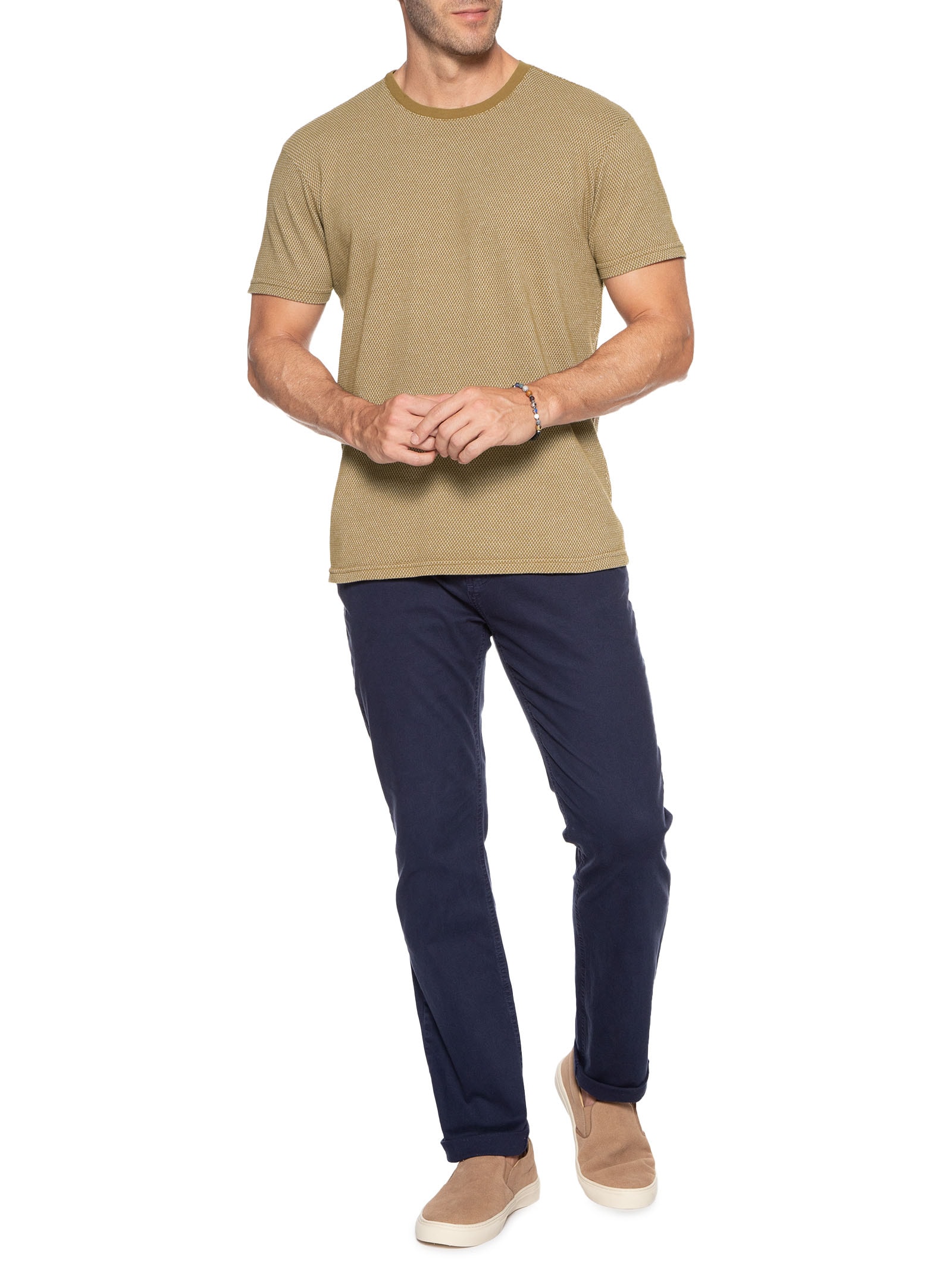 Camiseta Masculina Textura Roca Marrom Foxton