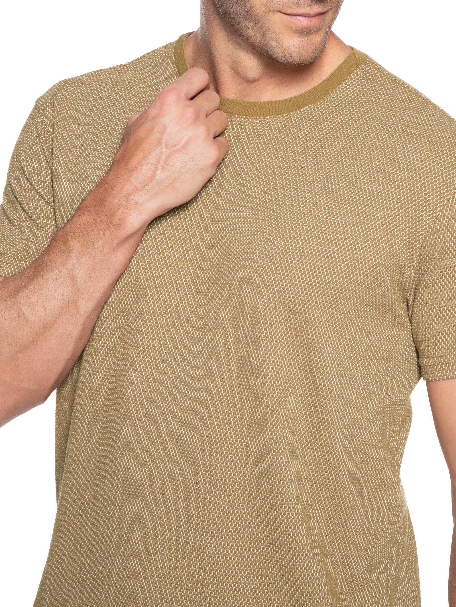Camiseta Masculina Textura Roca Marrom Foxton