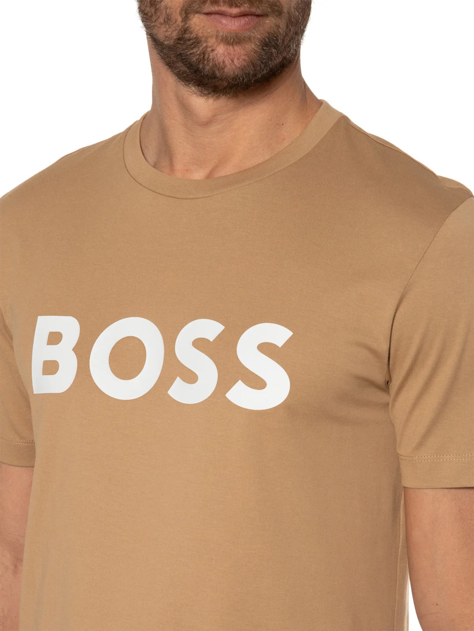 Camiseta Masculina Tiburt Bege Boss